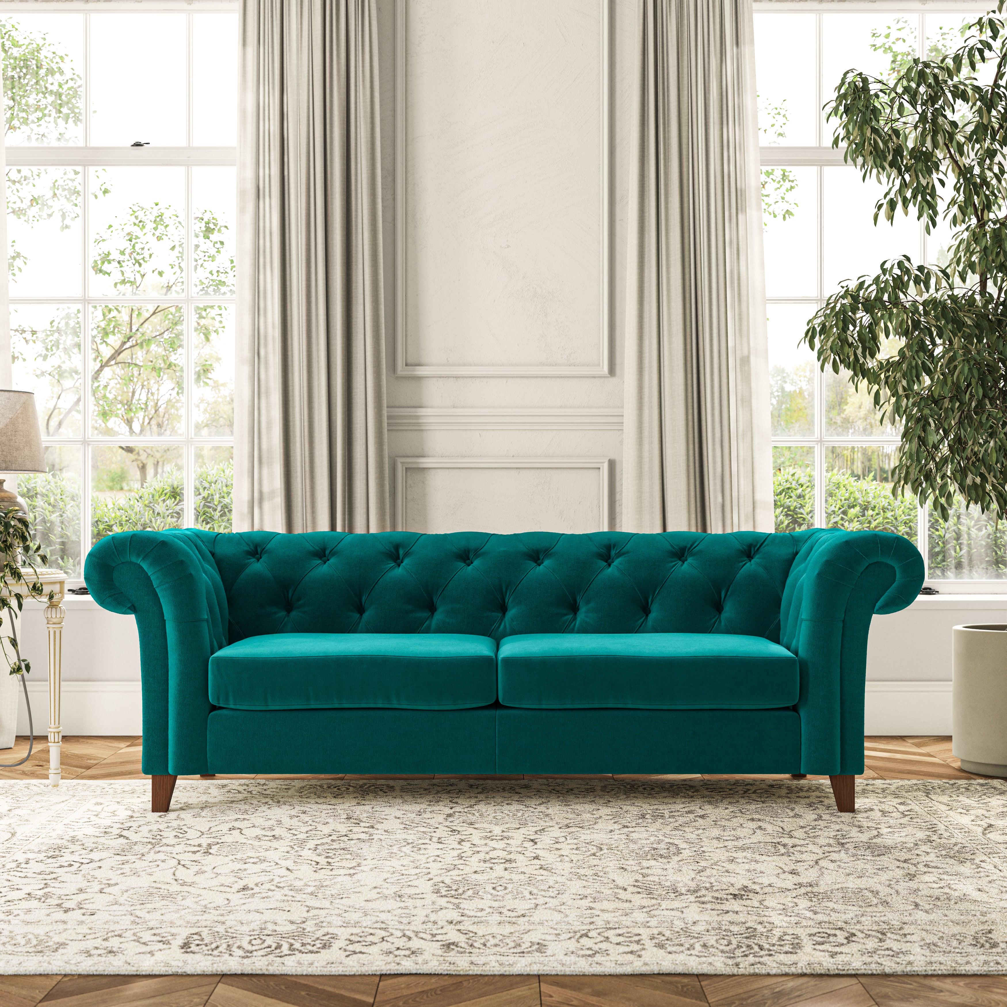 Pimlico Large 3 Seater Sofa House Velvet Peacock