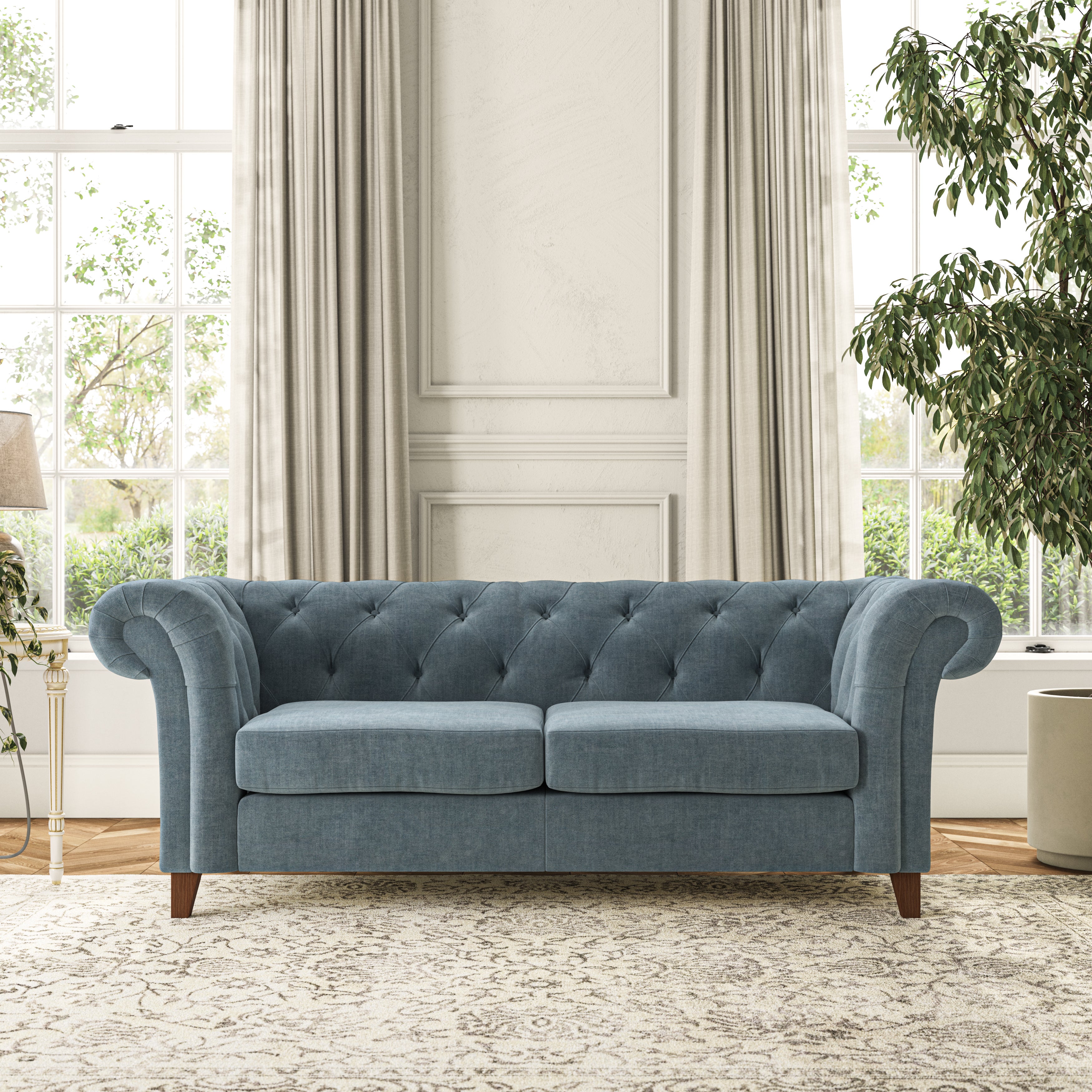 Pimlico 3 Seater Sofa Tonal Plush Chenille Aqua