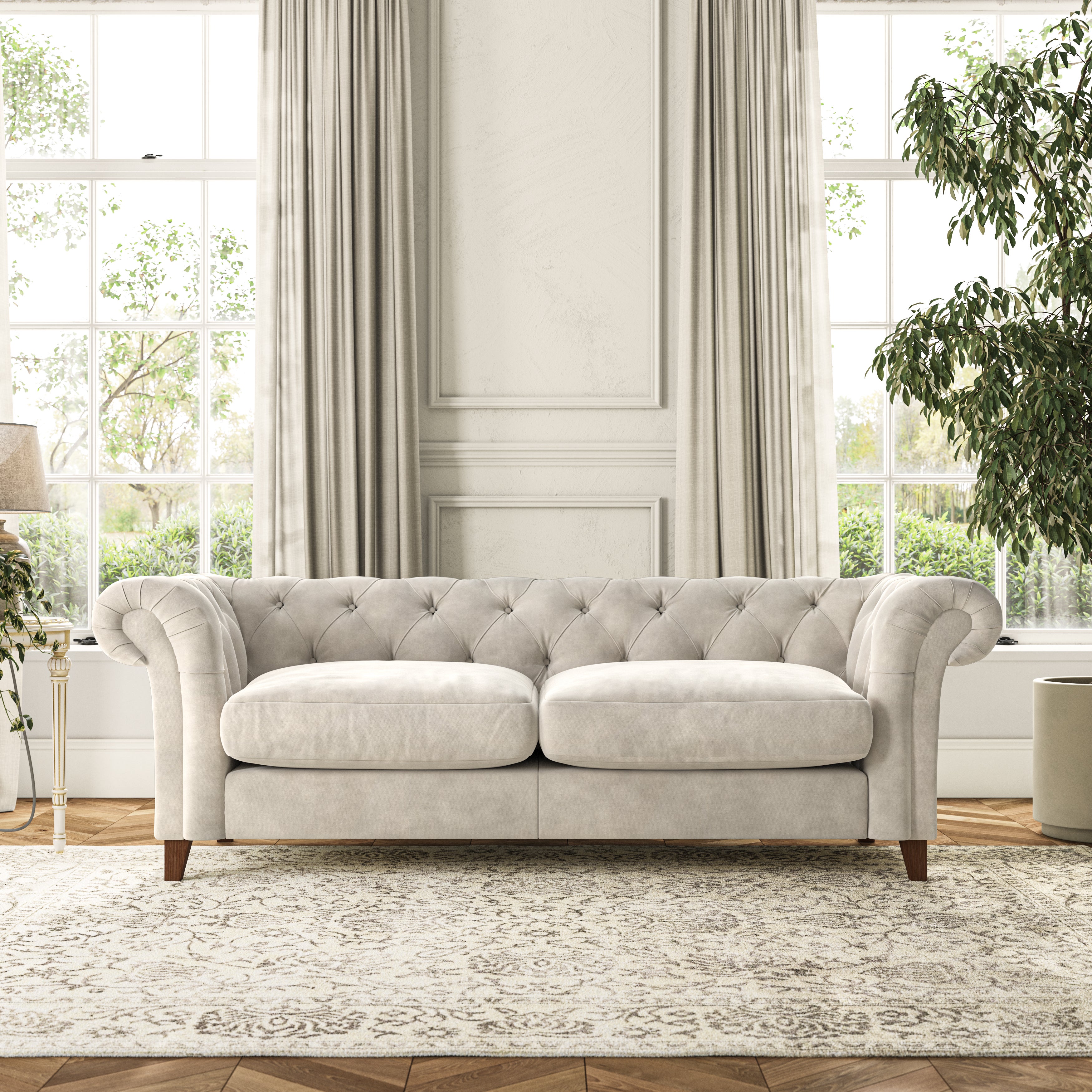 Pimlico Large 3 Seater Sofa Aqua Clean Chenille Sandstone