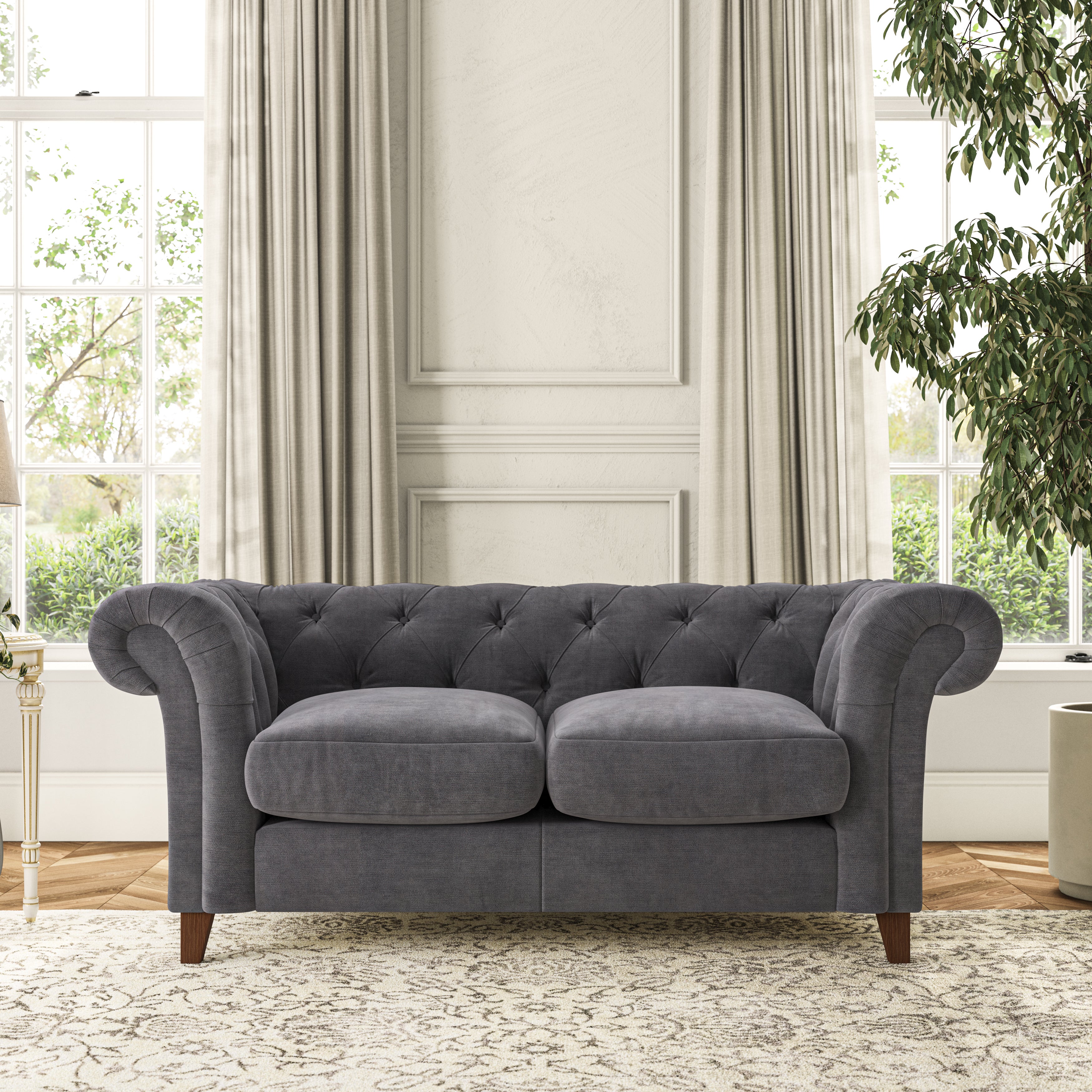 Pimlico Large 2 Seater Sofa Aqua Clean Chenille Grey