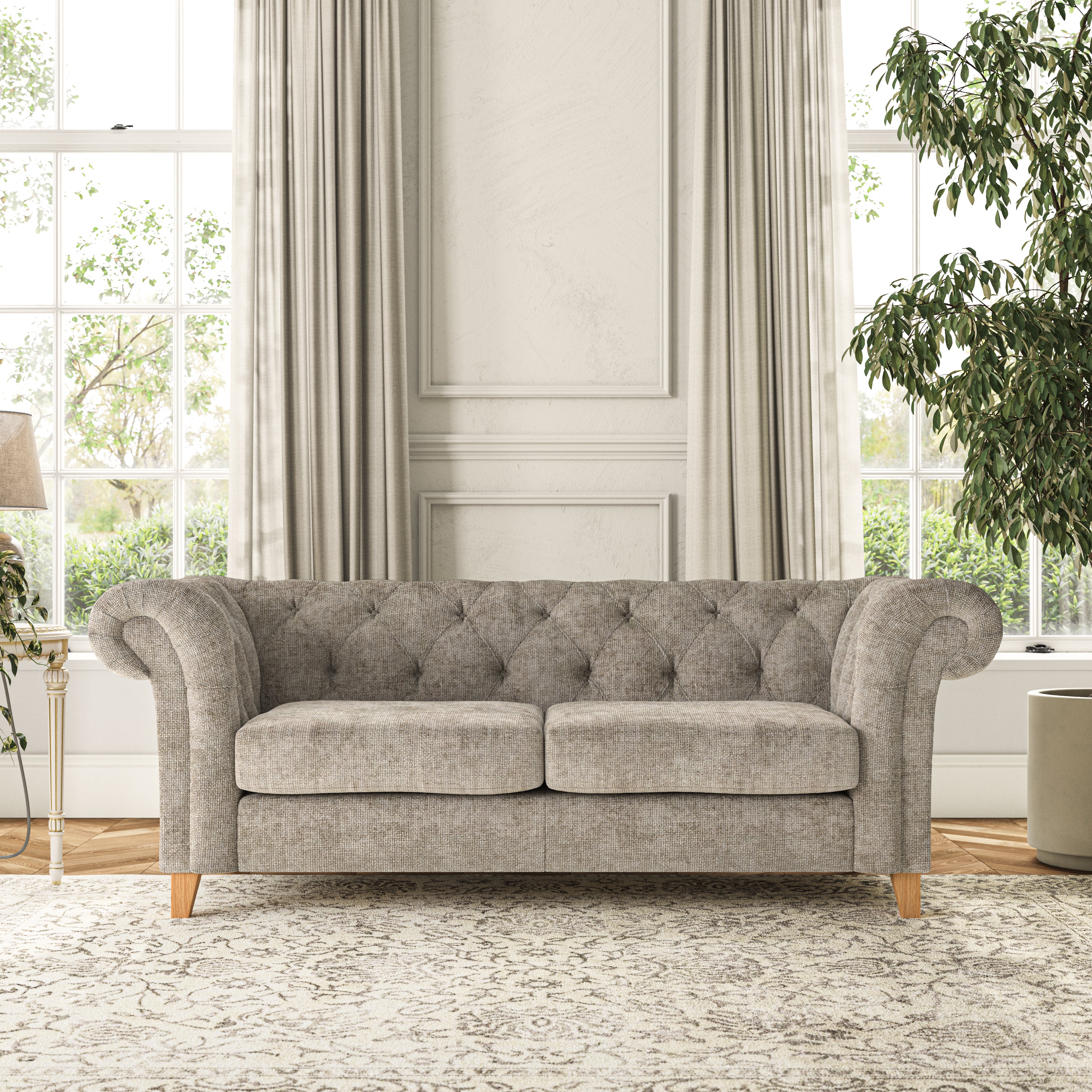 Pimlico 3 Seater Sofa Chunky Chenille Mushroom