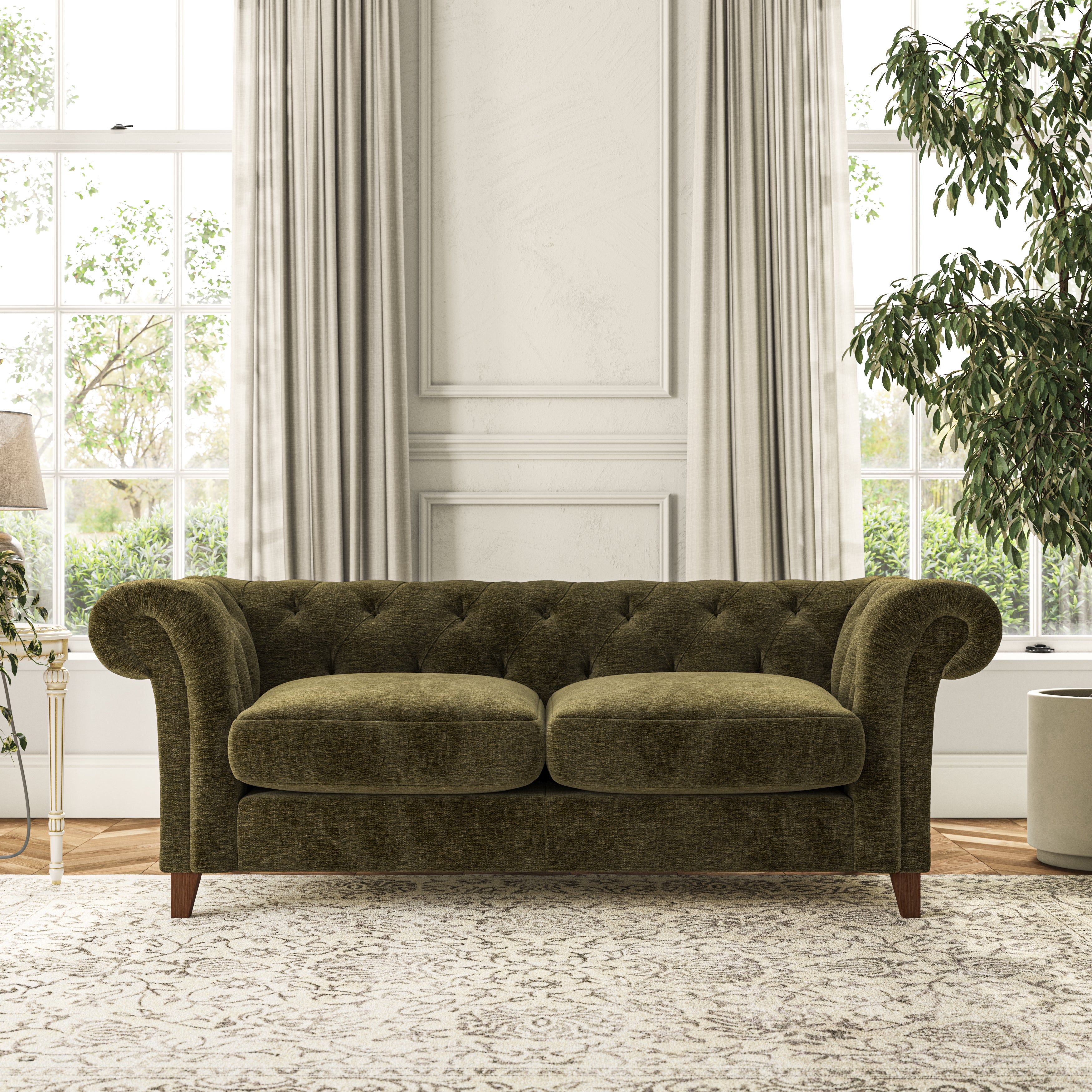 Pimlico 3 Seater Sofa Luxury Chenille Olive