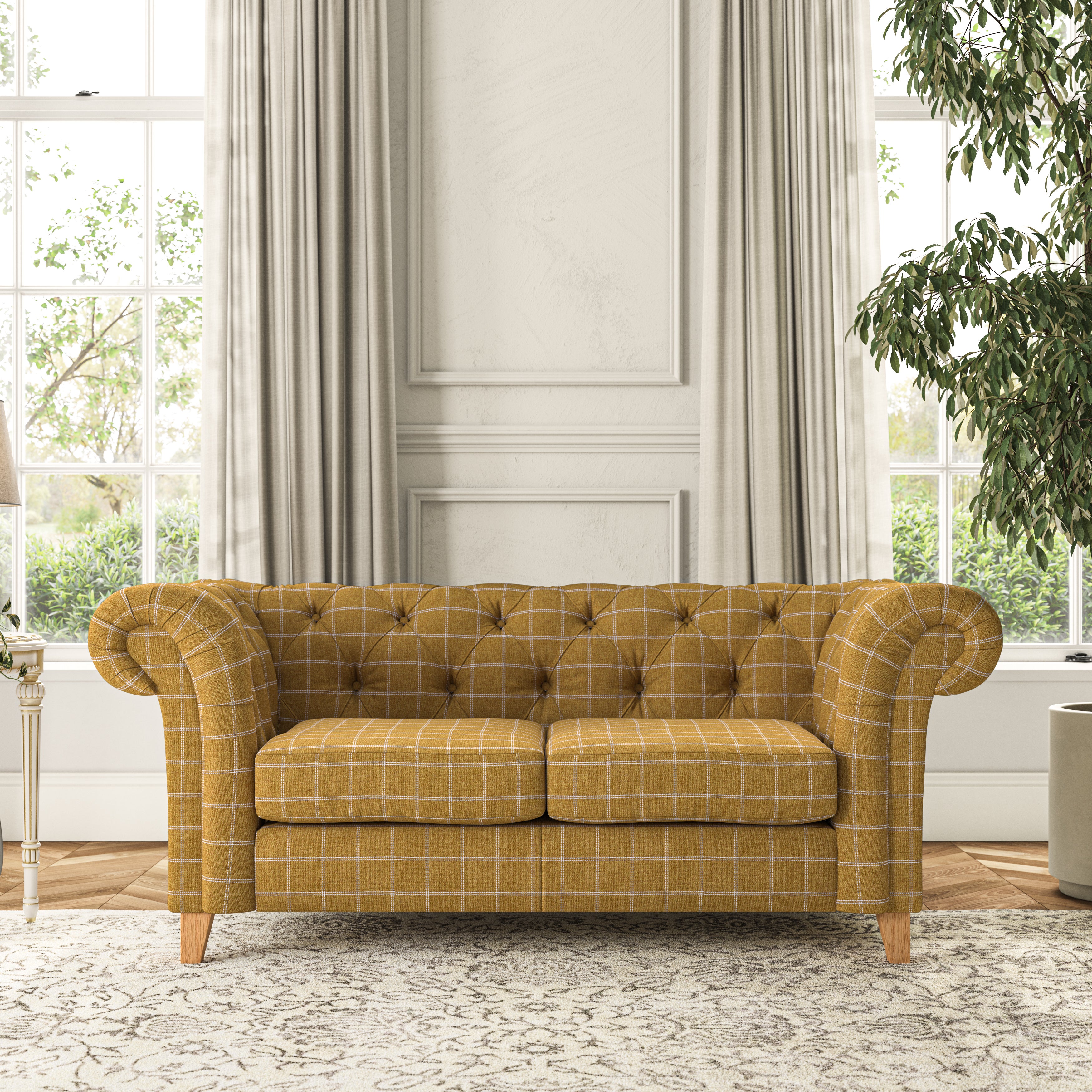 Pimlico Large 2 Seater Sofa Check Ochre