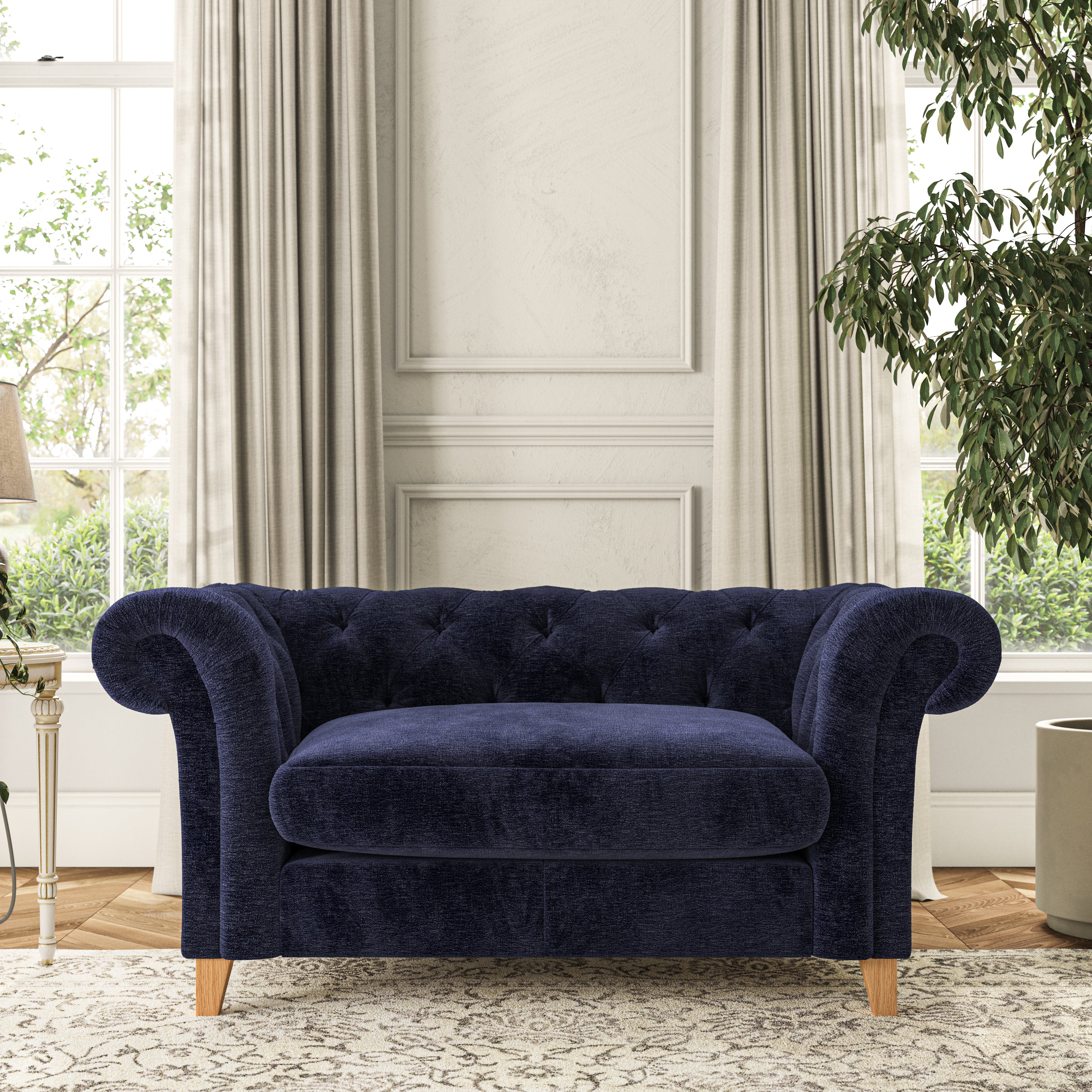 Pimlico Snuggle Chair Luxury Chenille Luxe Navy