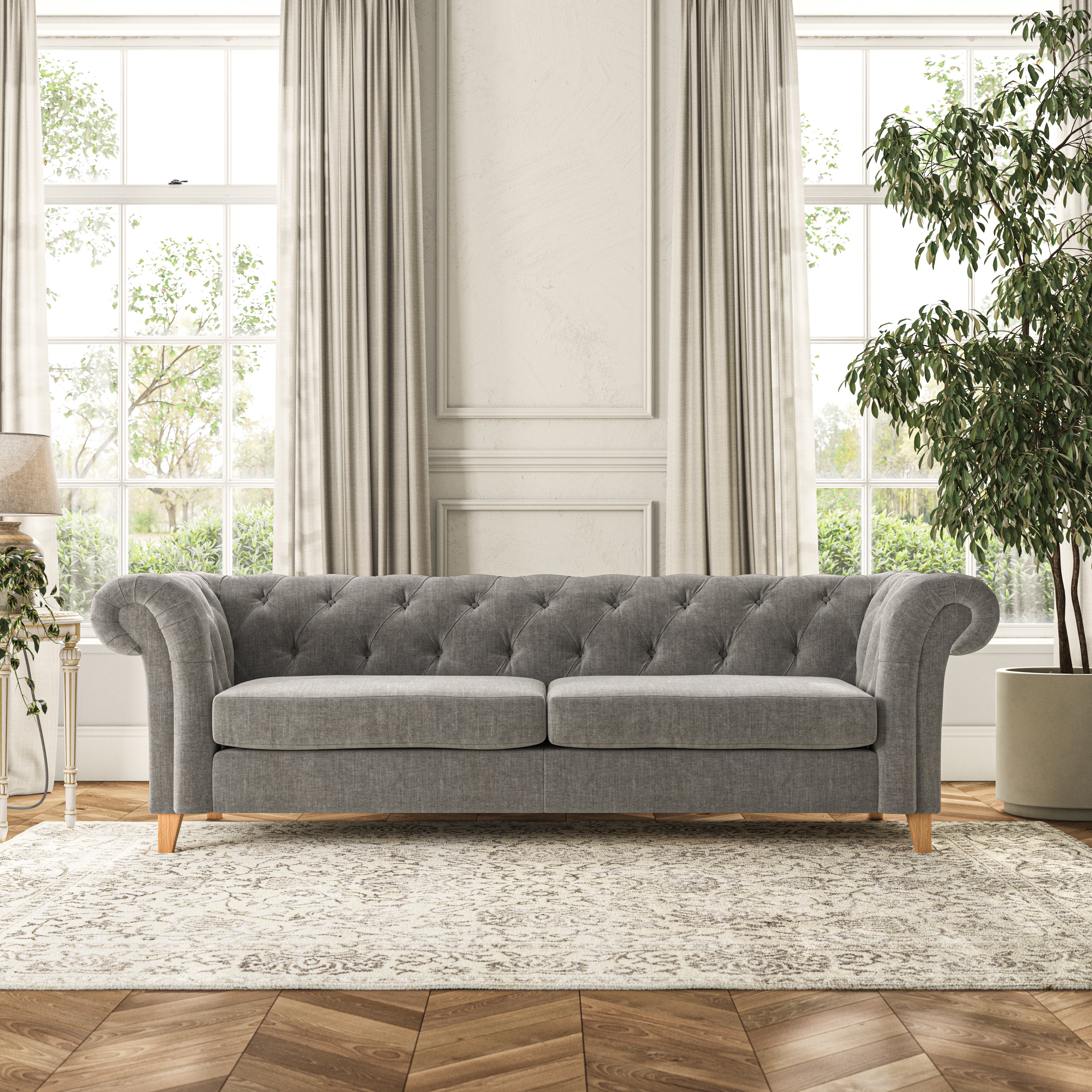 Pimlico 4 Seater Sofa Tonal Plush Chenille Grey