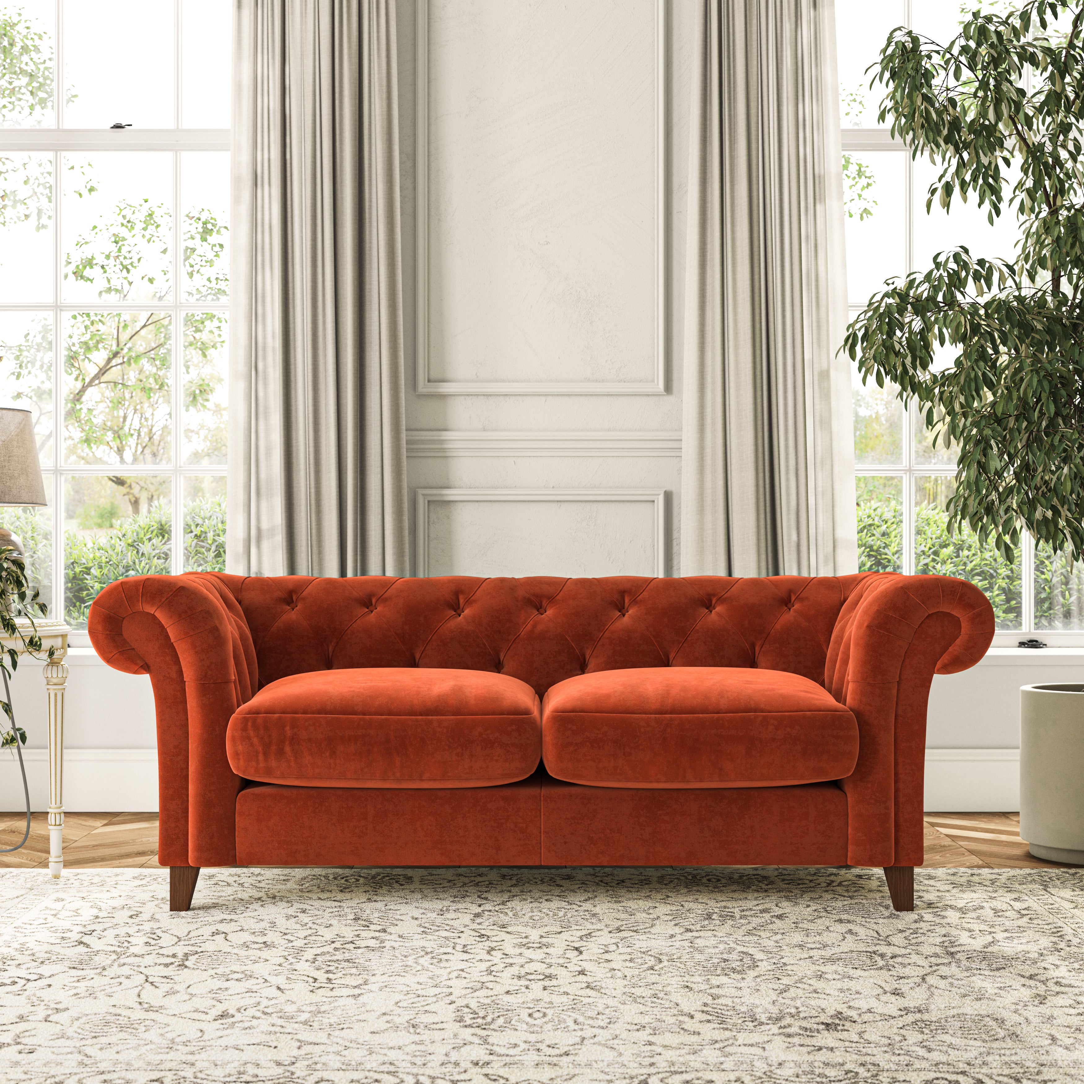 Pimlico 3 Seater Sofa Luxury Velvet Orange Umber