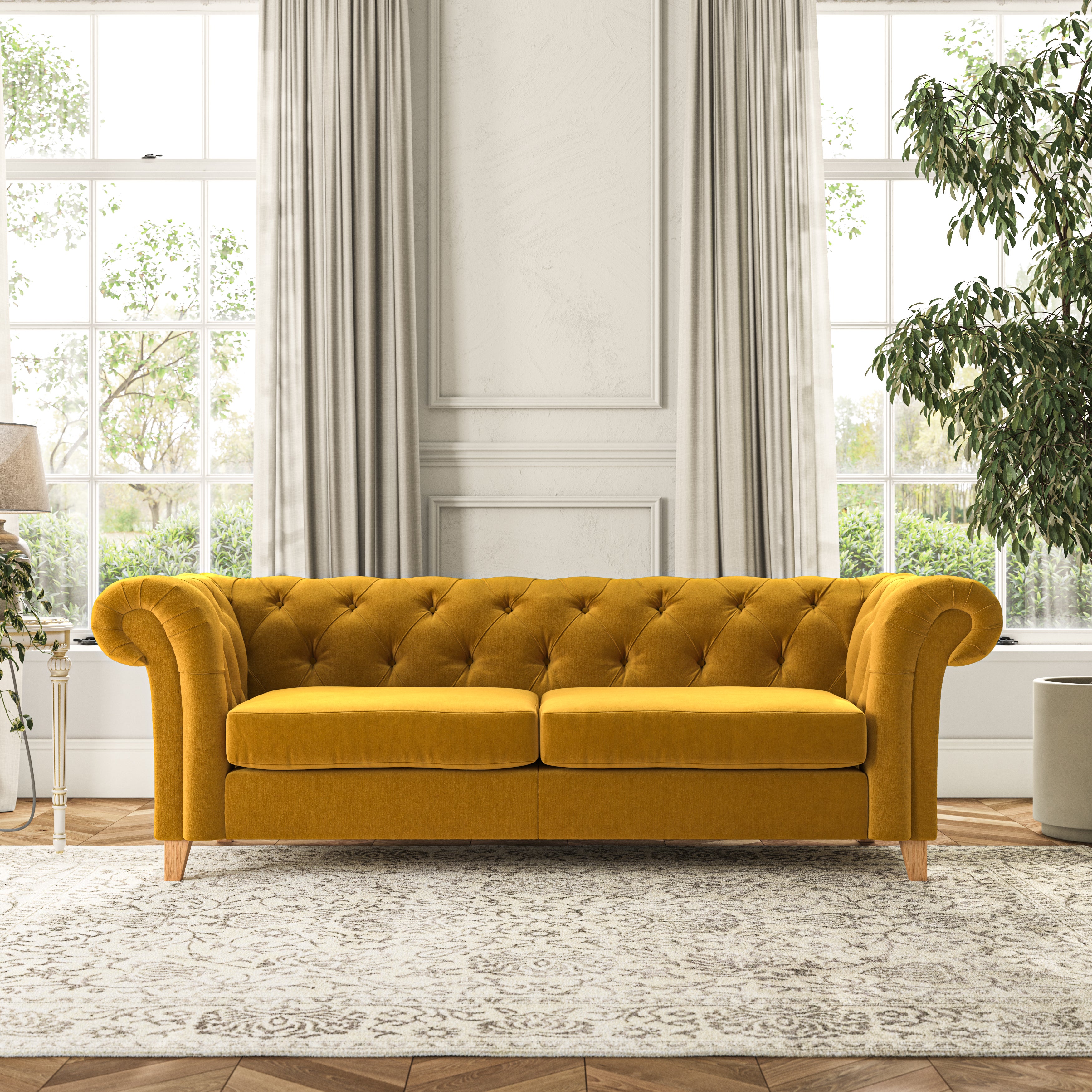 Pimlico Large 3 Seater Sofa House Velvet Amber Gold