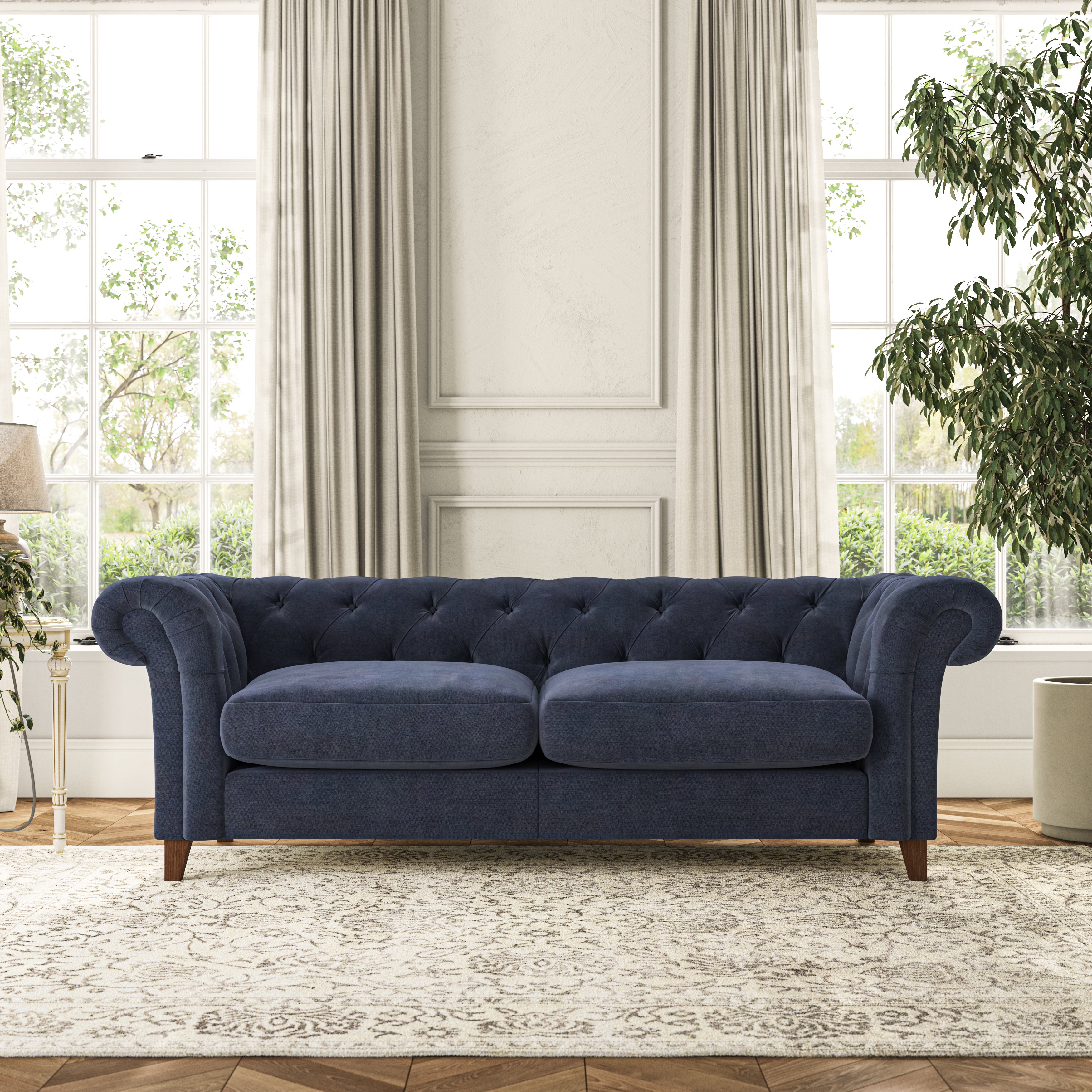 Pimlico Large 3 Seater Sofa Aqua Clean Chenille Navy