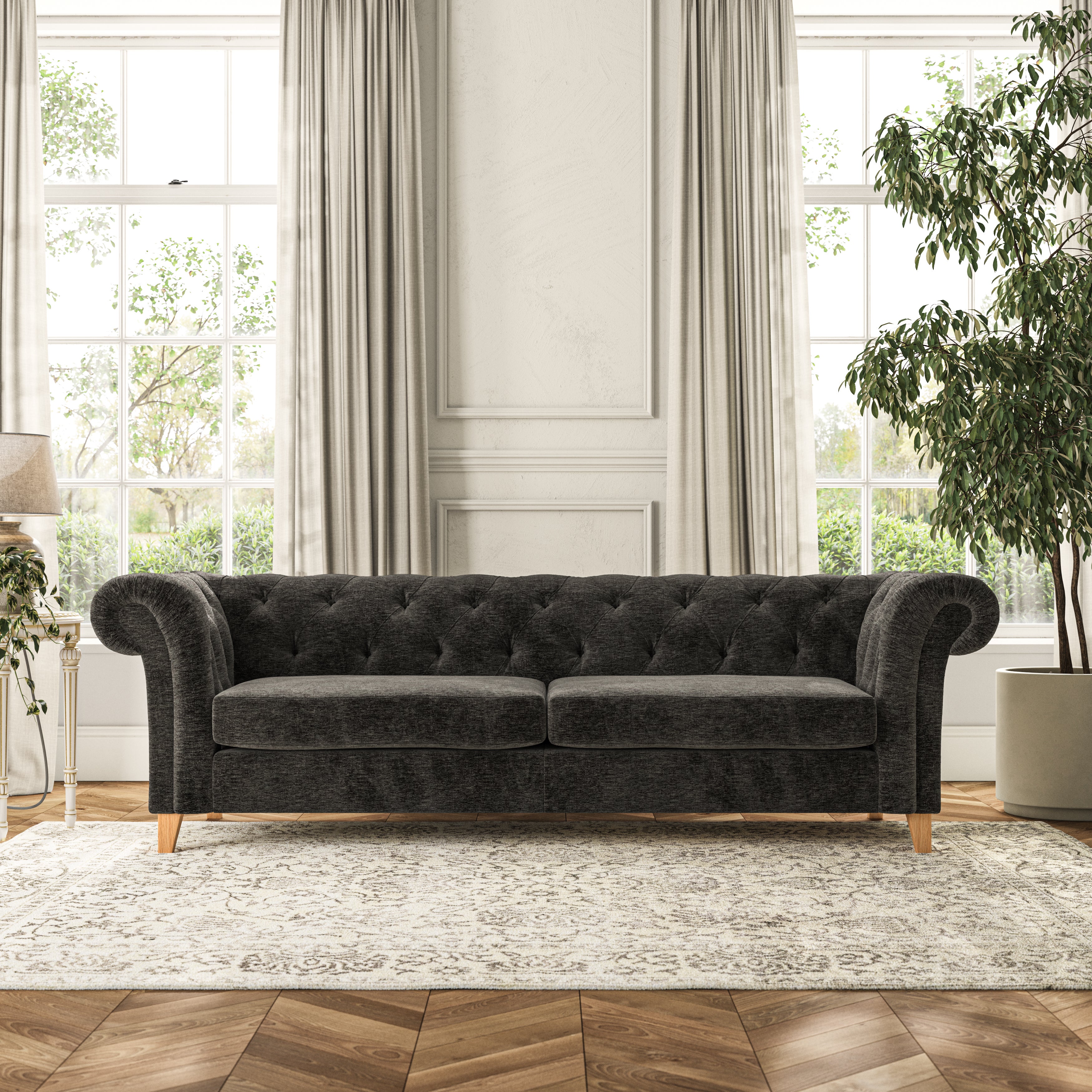 Pimlico 4 Seater Sofa Luxury Chenille Charcoal