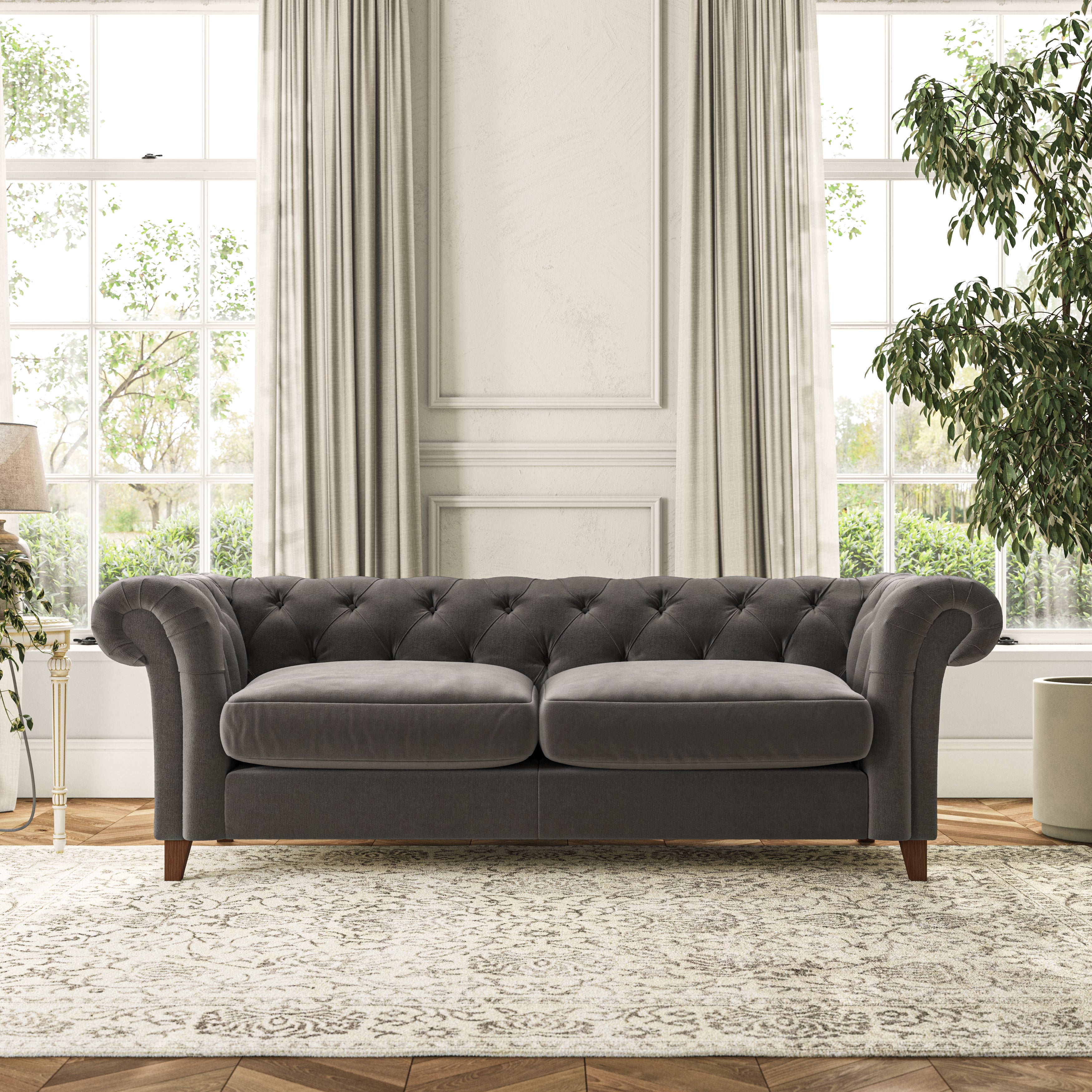 Pimlico Large 3 Seater Sofa House Velvet Charcoal