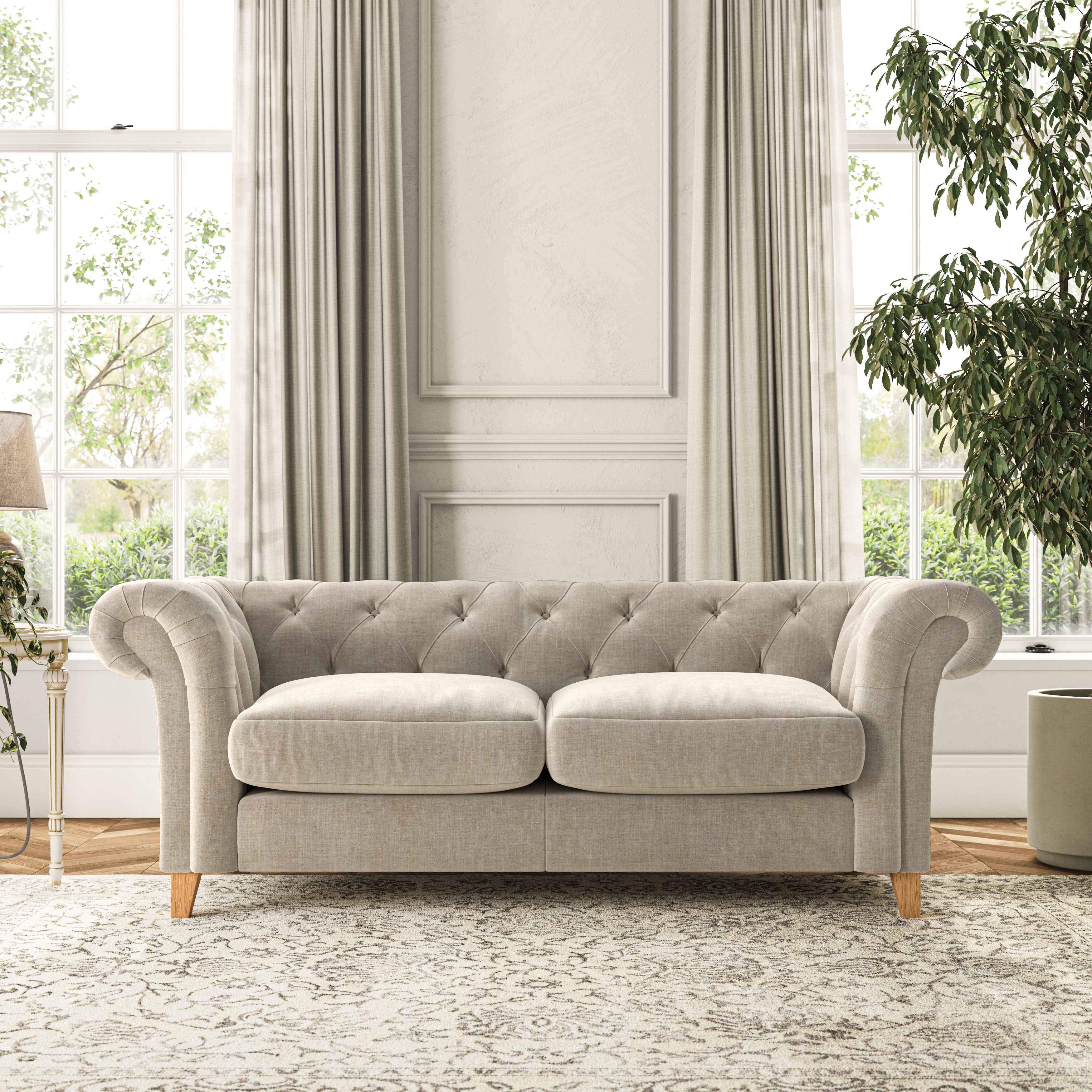 Pimlico 3 Seater Sofa Tonal Plush Chenille Natural