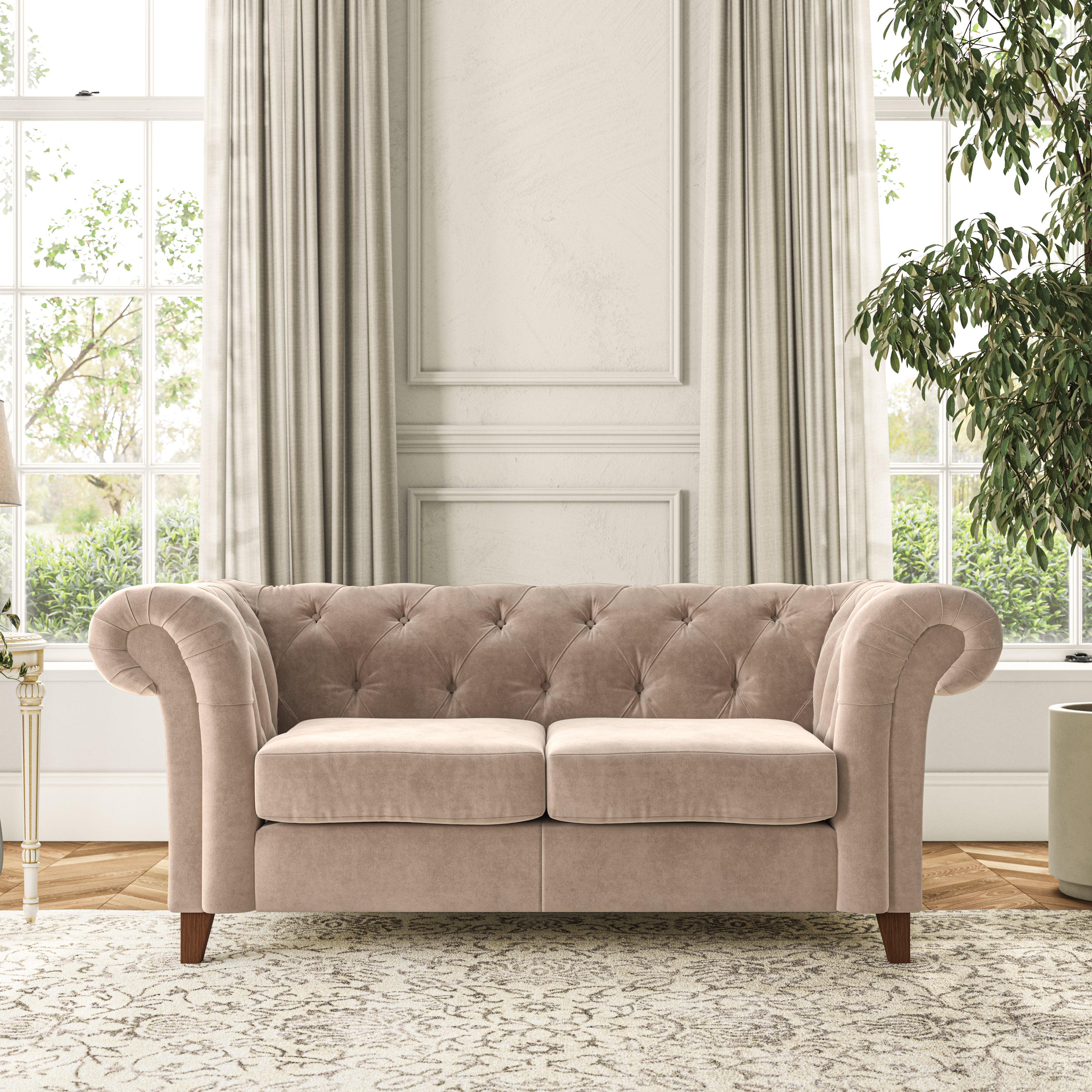 Pimlico Large 2 Seater Sofa Luxury Velvet Natural