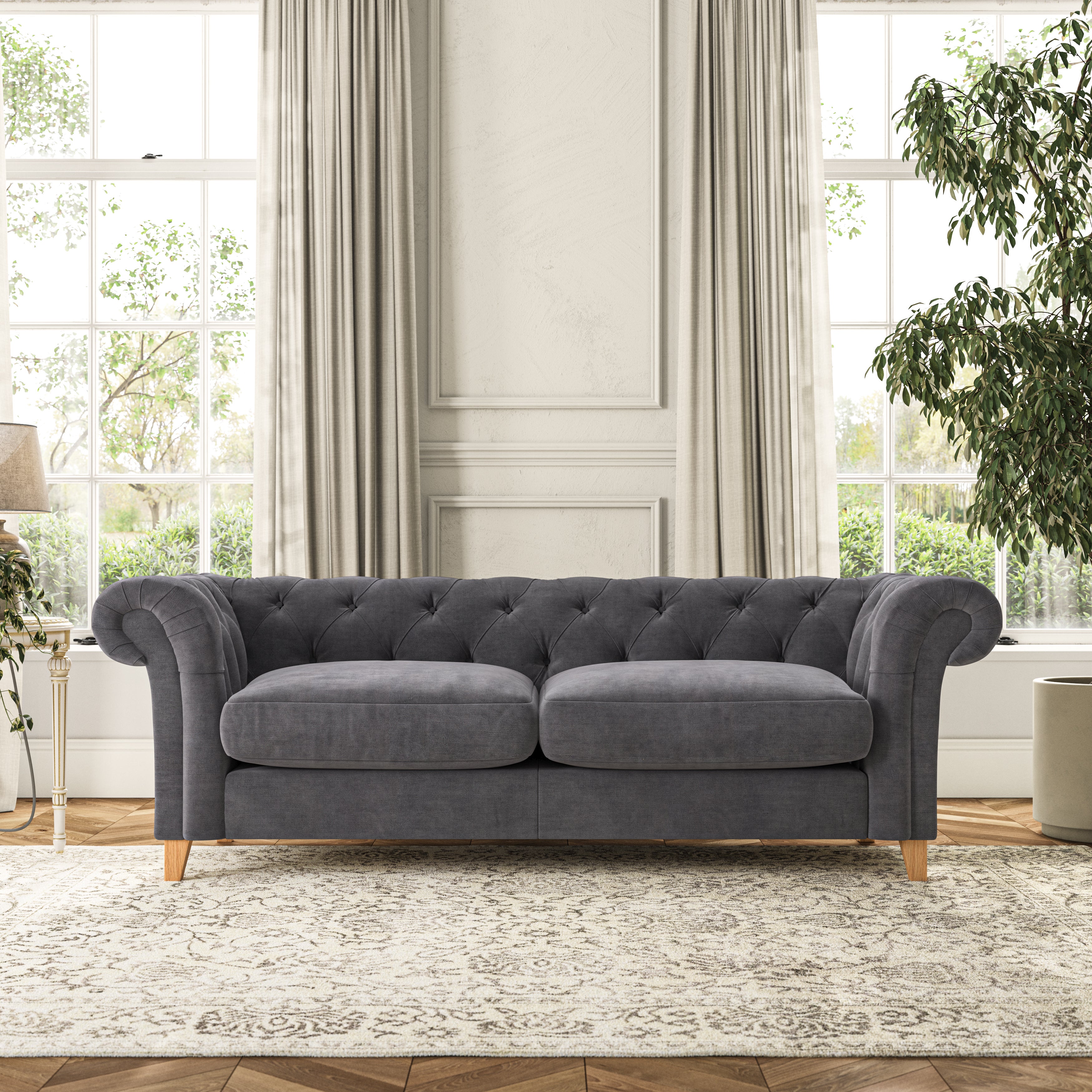 Pimlico Large 3 Seater Sofa Aqua Clean Chenille Grey