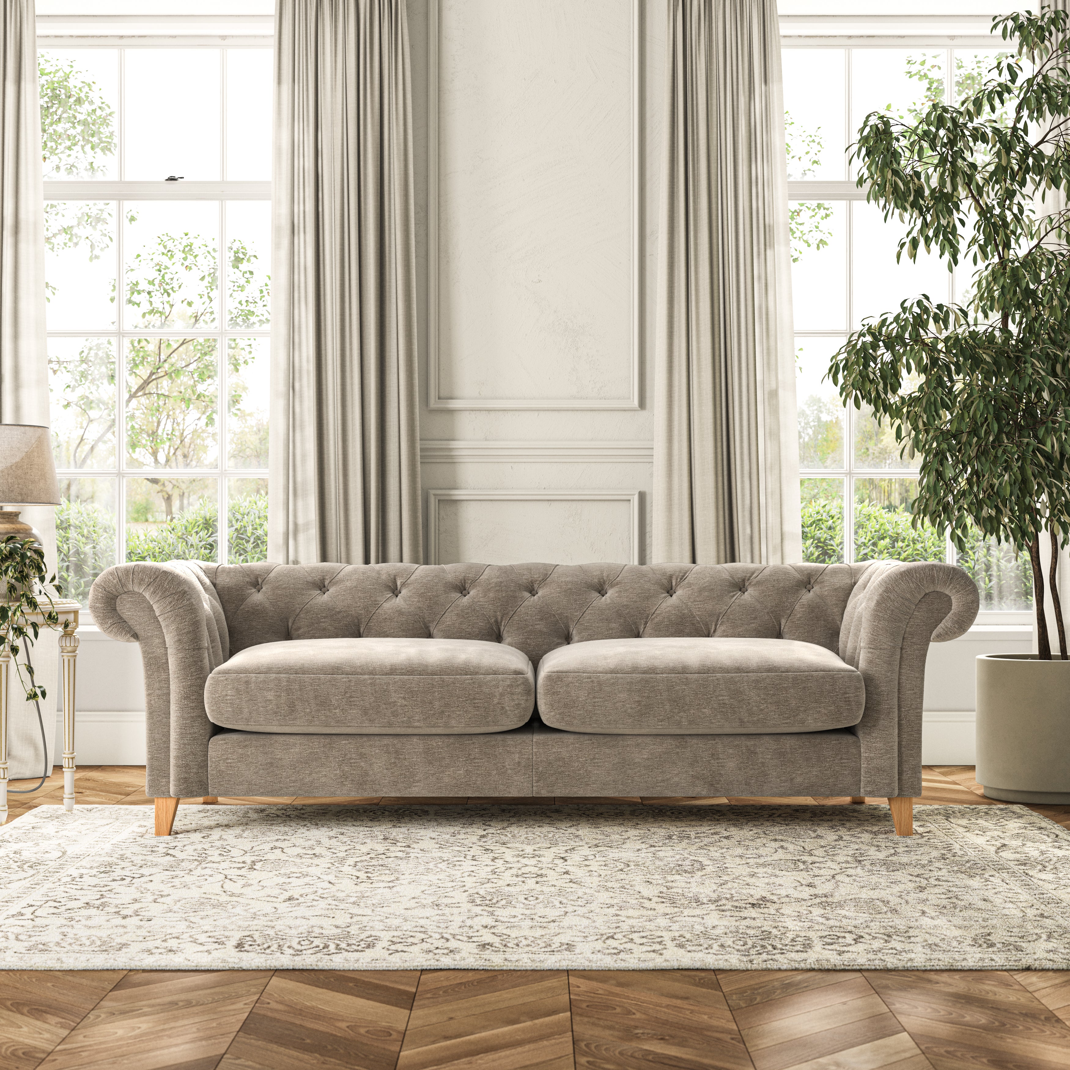 Pimlico 4 Seater Sofa Luxury Chenille Mushroom