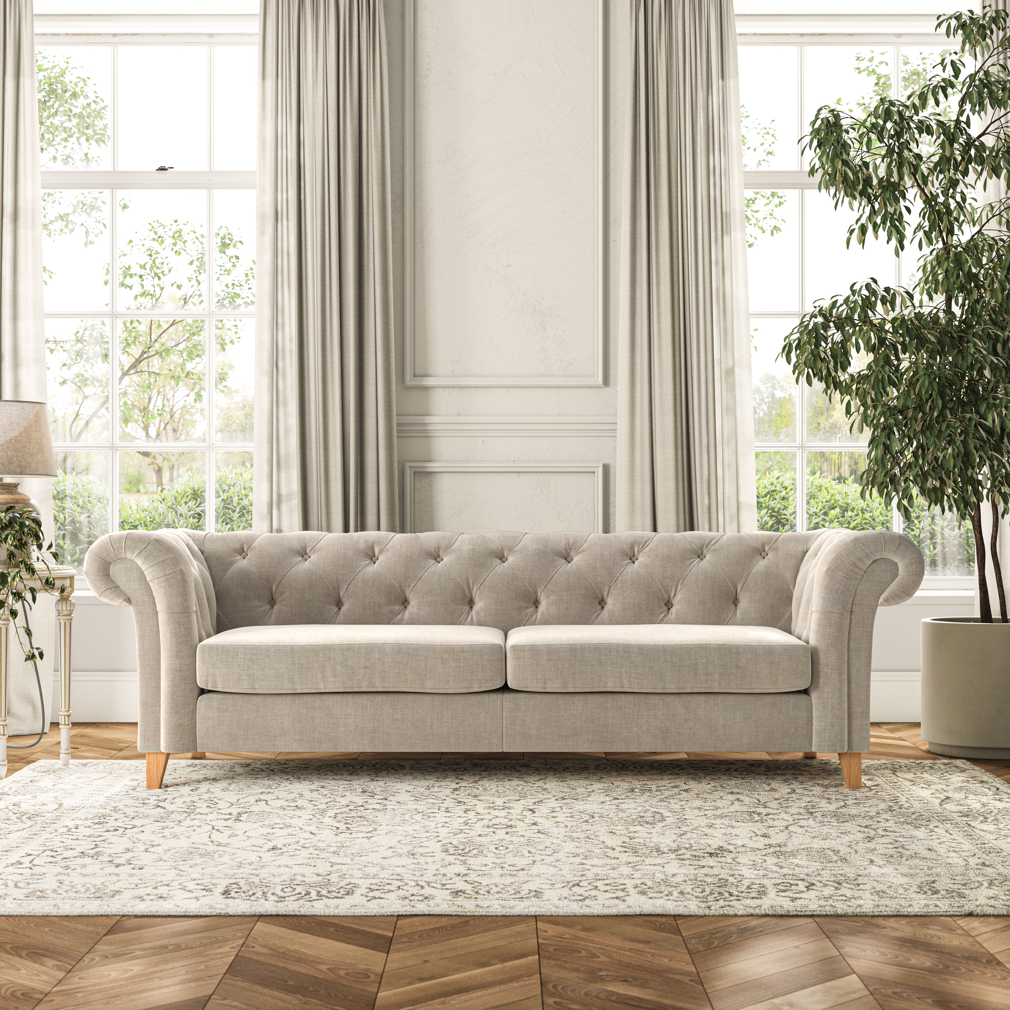 Pimlico 4 Seater Sofa Tonal Plush Chenille Natural