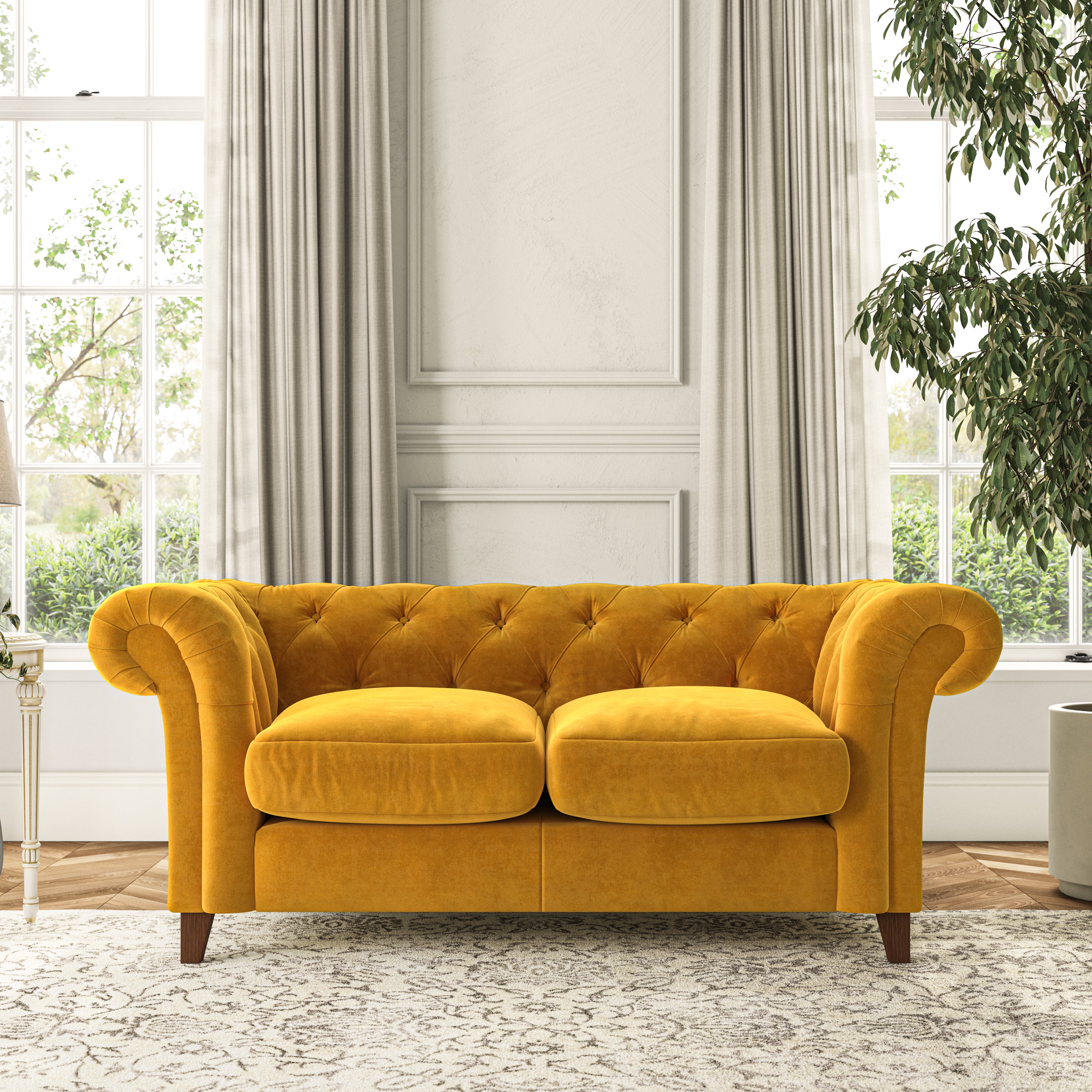 Pimlico Large 2 Seater Sofa Luxury Velvet Old Gold