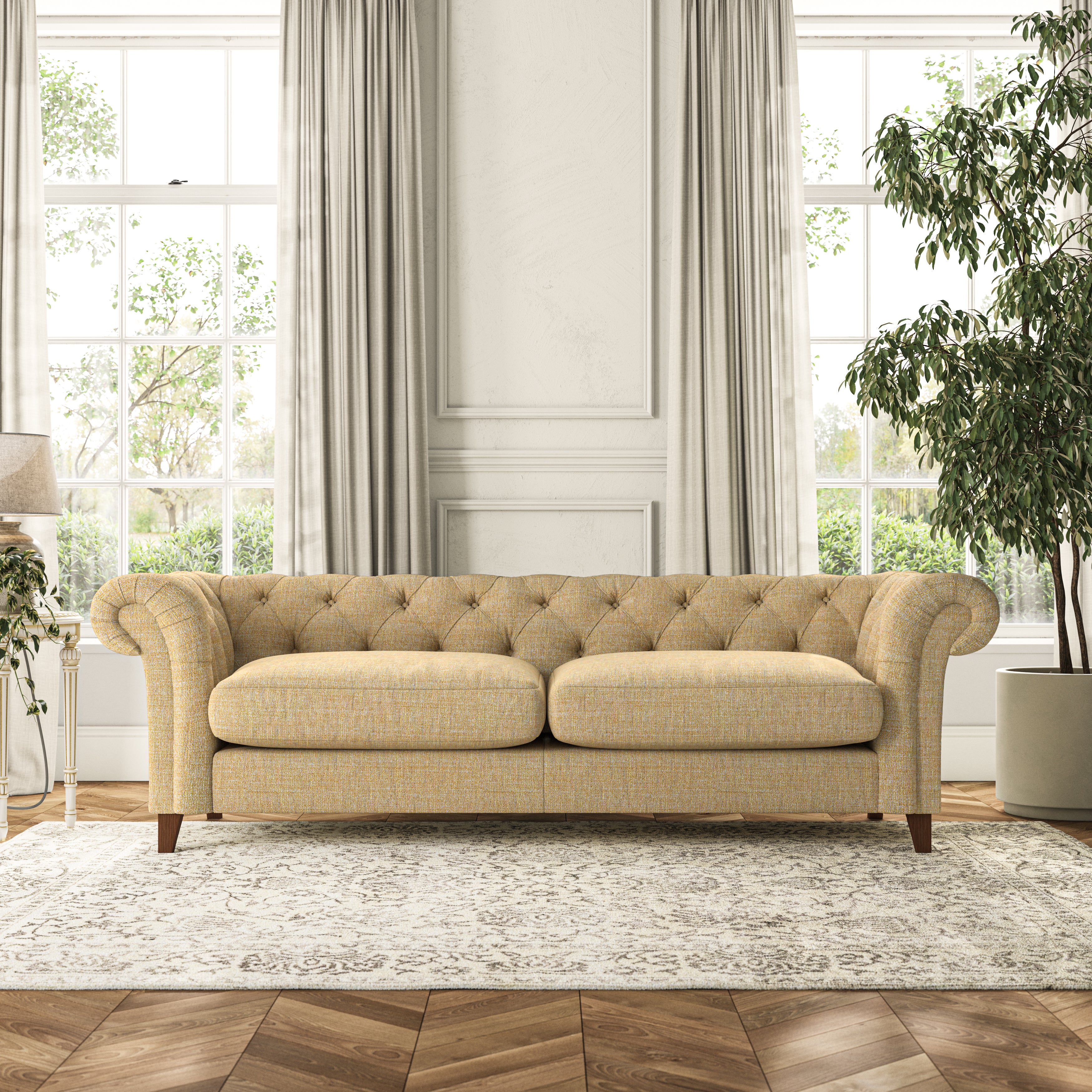 Pimlico 4 Seater Sofa Chunky Tonal Weave Ochre