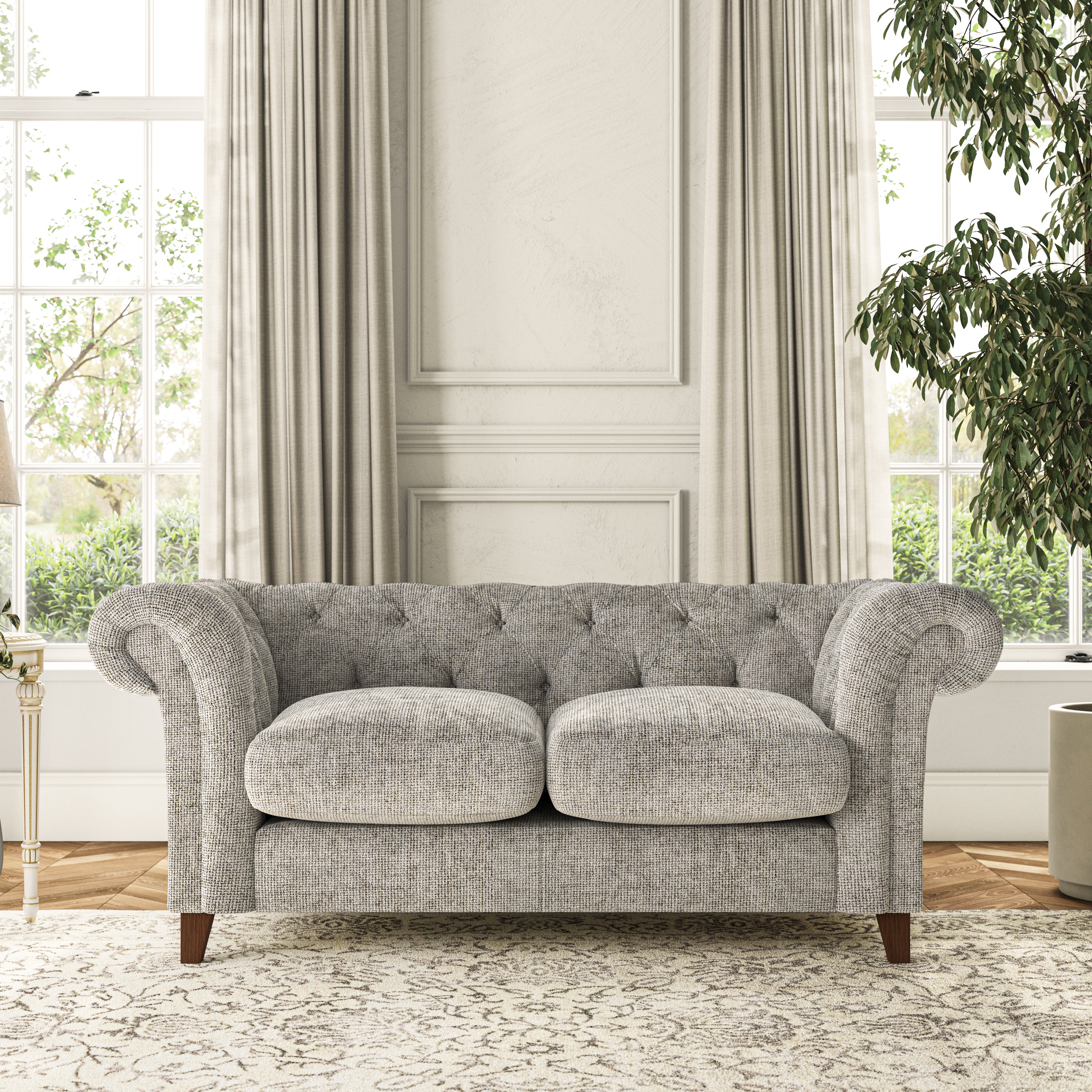 Pimlico Large 2 Seater Sofa Chunky Chenille Silver