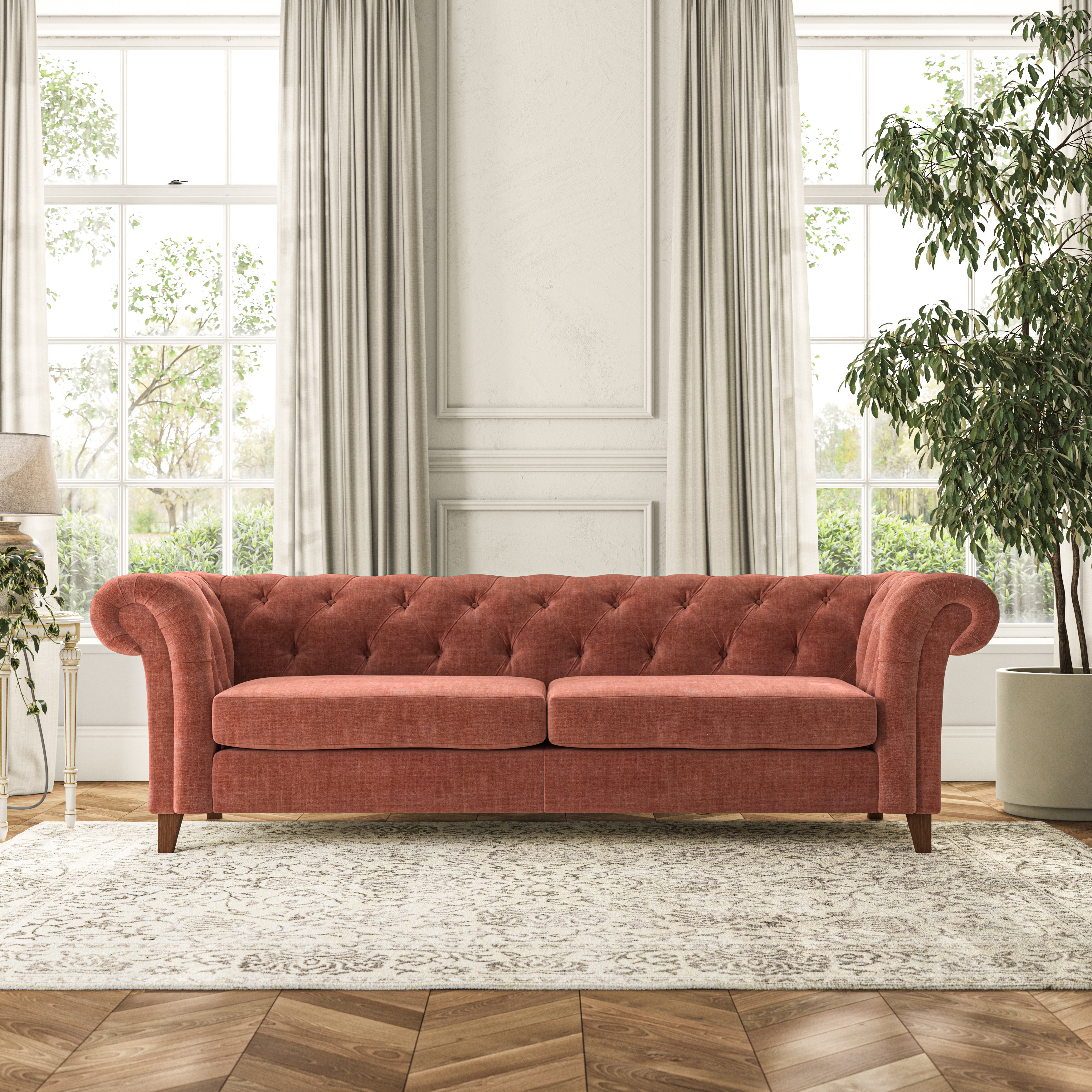 Pimlico 4 Seater Sofa Tonal Plush Chenille Terracotta