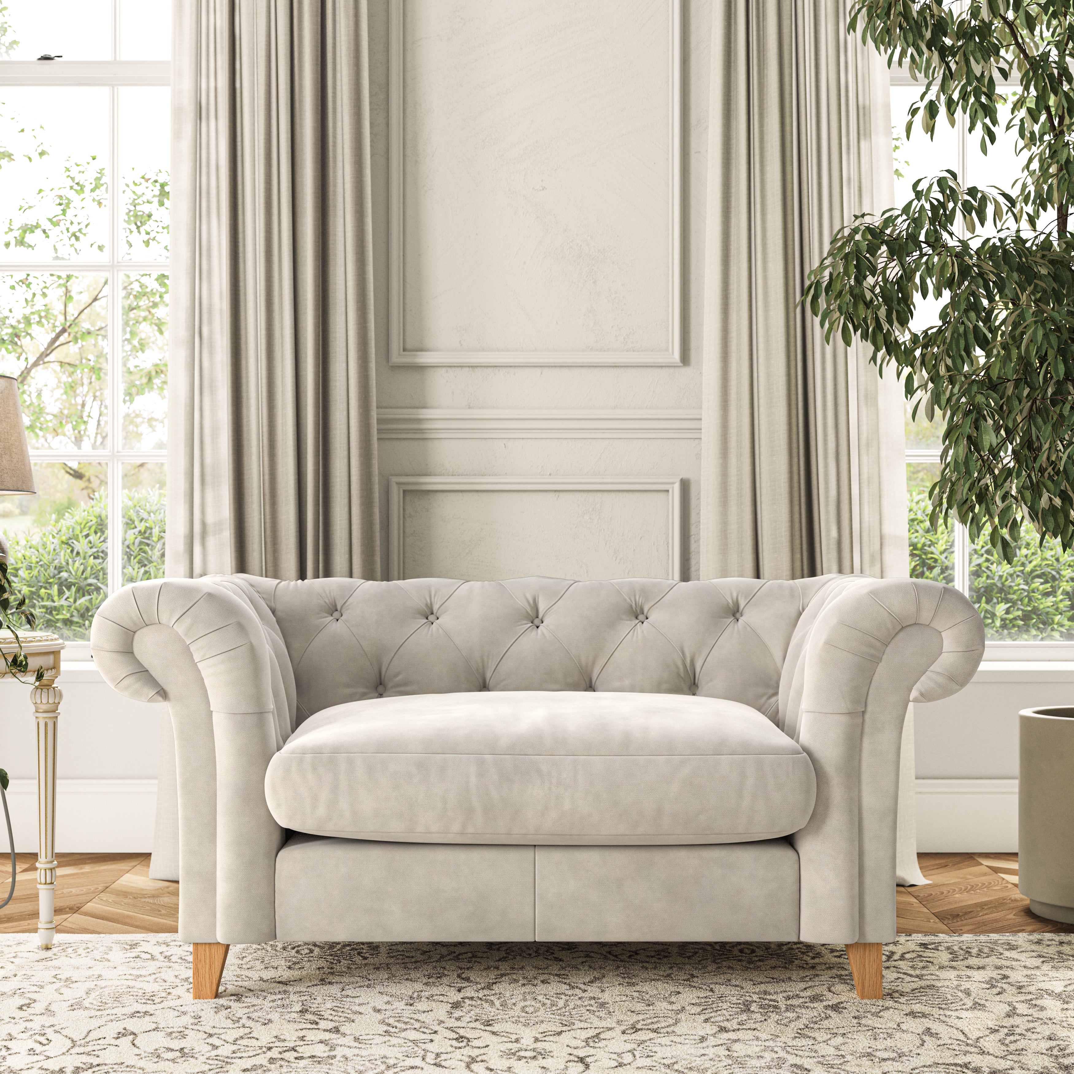 Pimlico Snuggle Chair Aqua Clean Chenille Sandstone