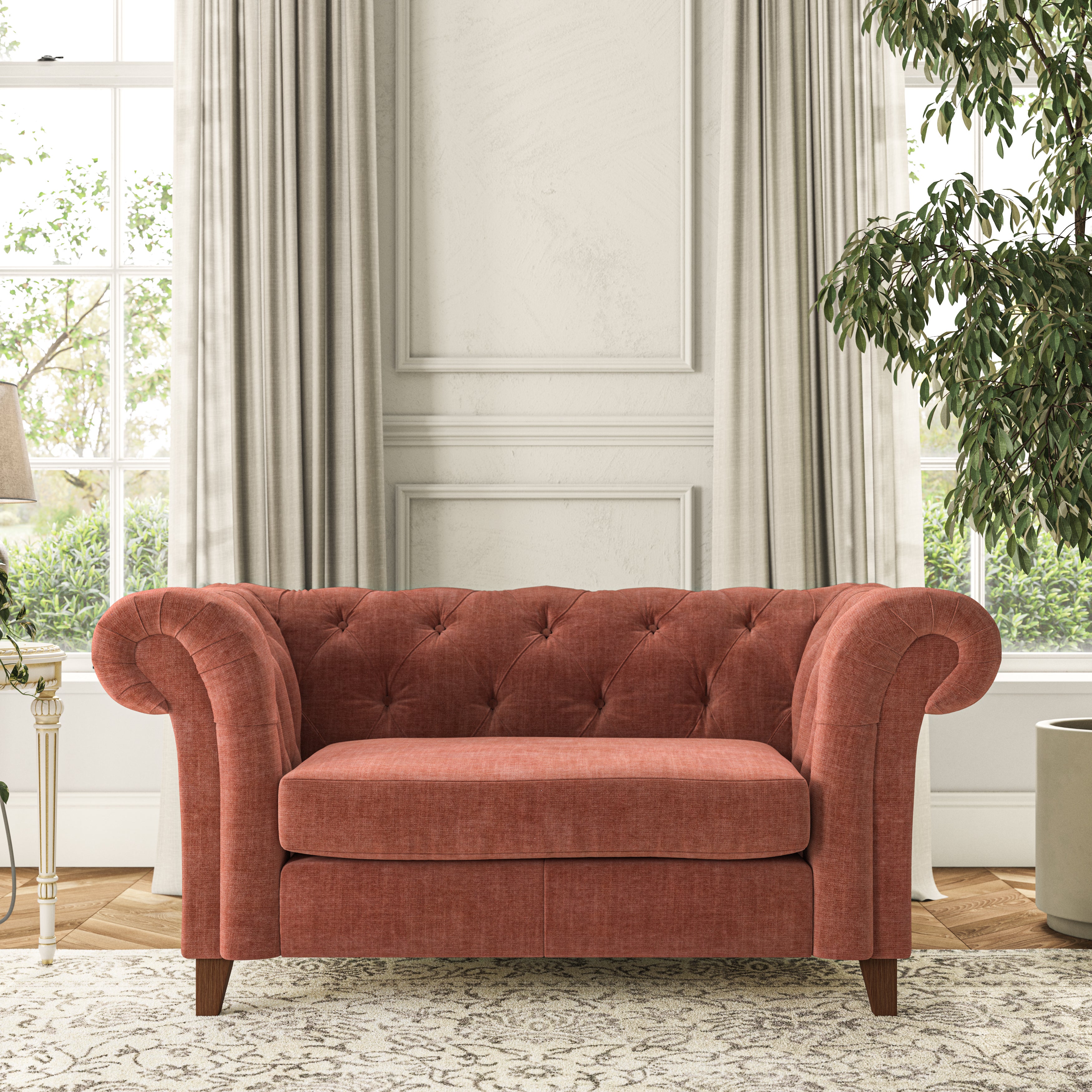 Pimlico Snuggle Chair Tonal Plush Chenille Terracotta