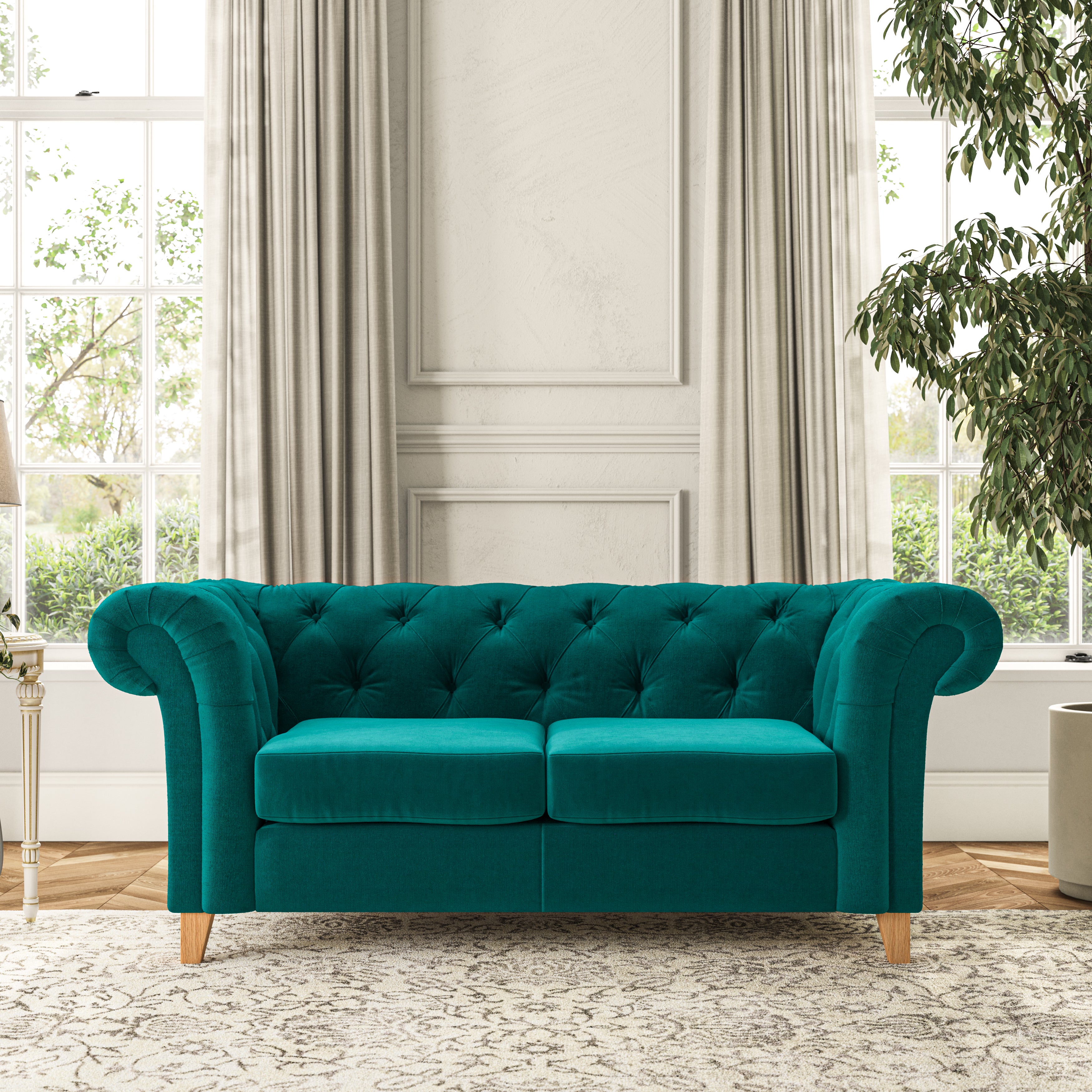 Pimlico Large 2 Seater Sofa House Velvet Peacock