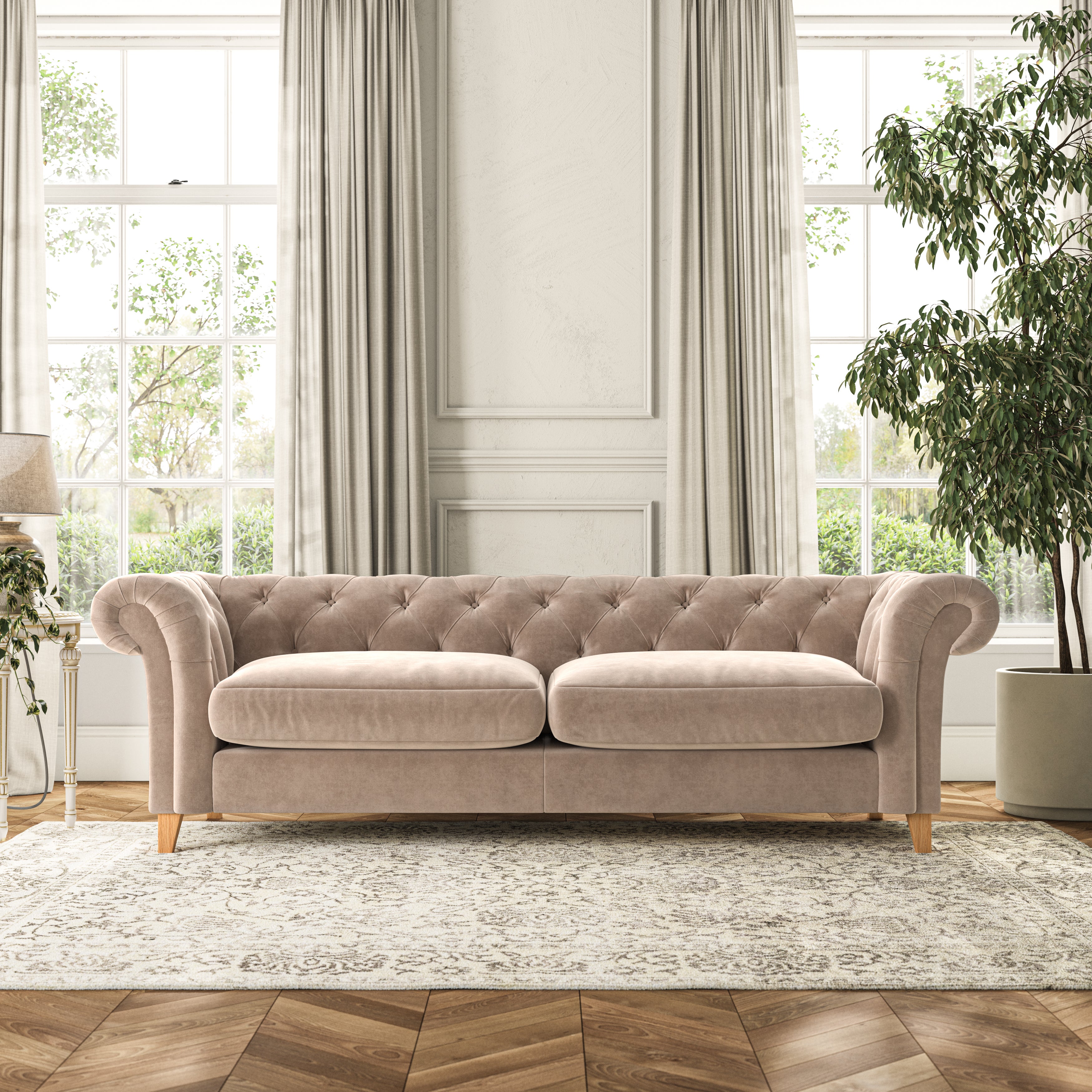 Pimlico 4 Seater Sofa Luxury Velvet Natural