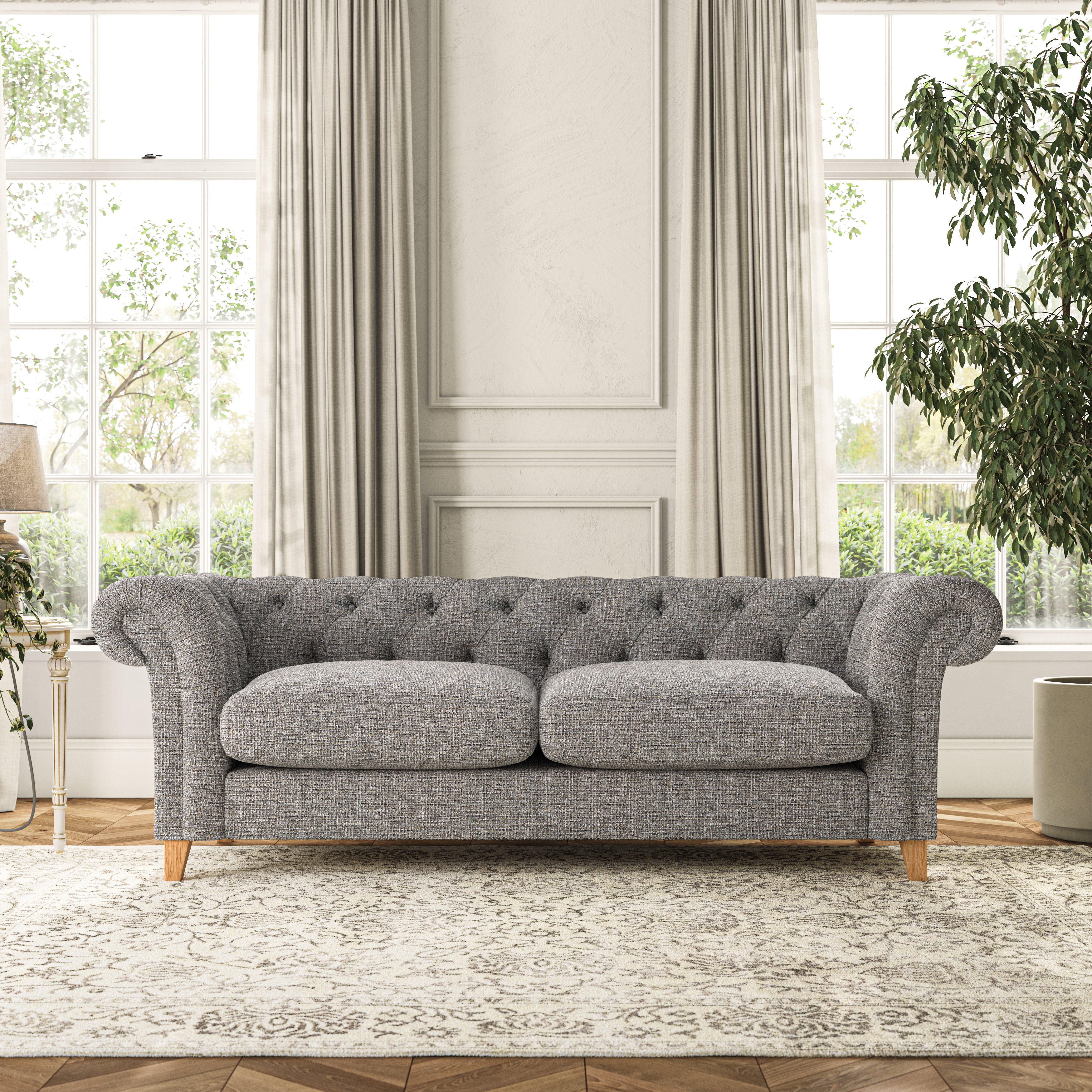 Pimlico Large 3 Seater Sofa Chunky Weave Charcoal