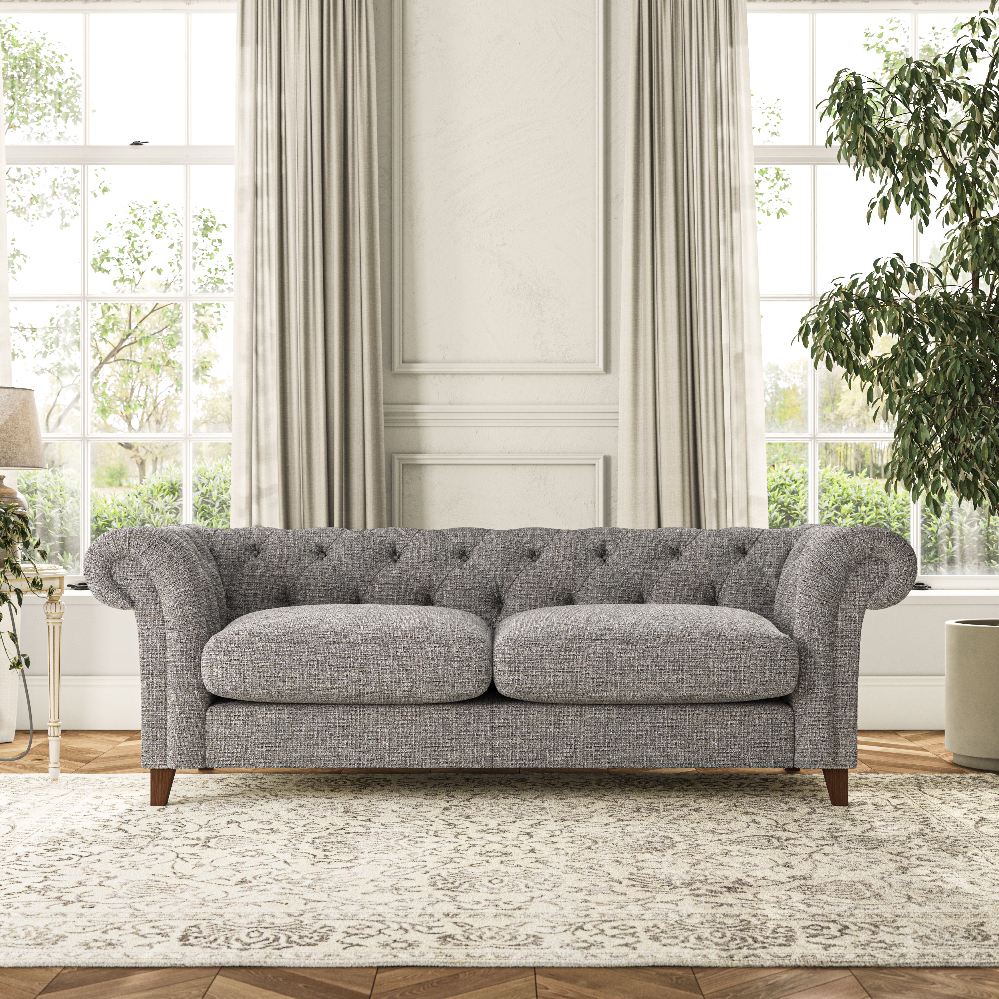 Pimlico Large 3 Seater Sofa Chunky Weave Charcoal