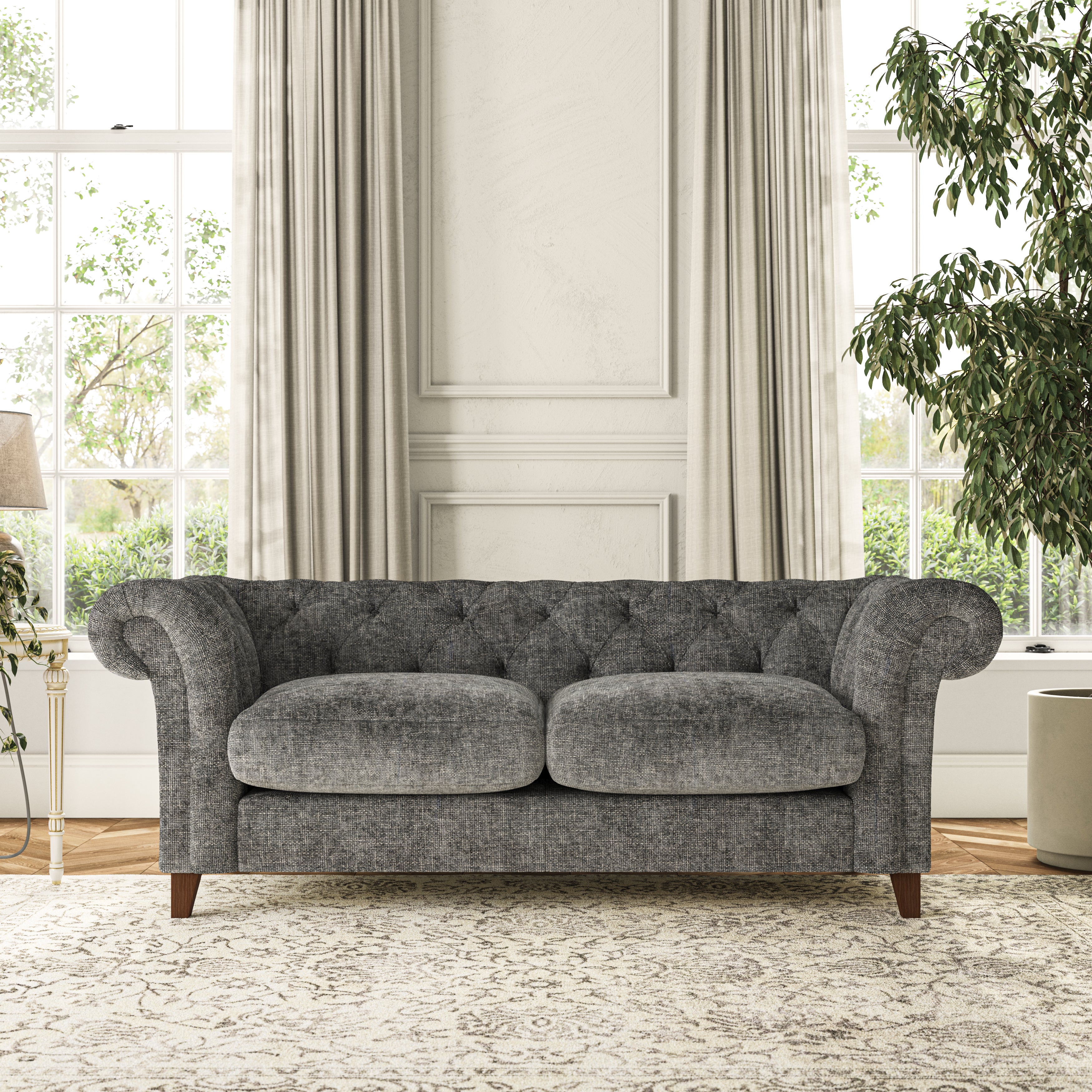 Pimlico 3 Seater Sofa Chunky Chenille Charcoal