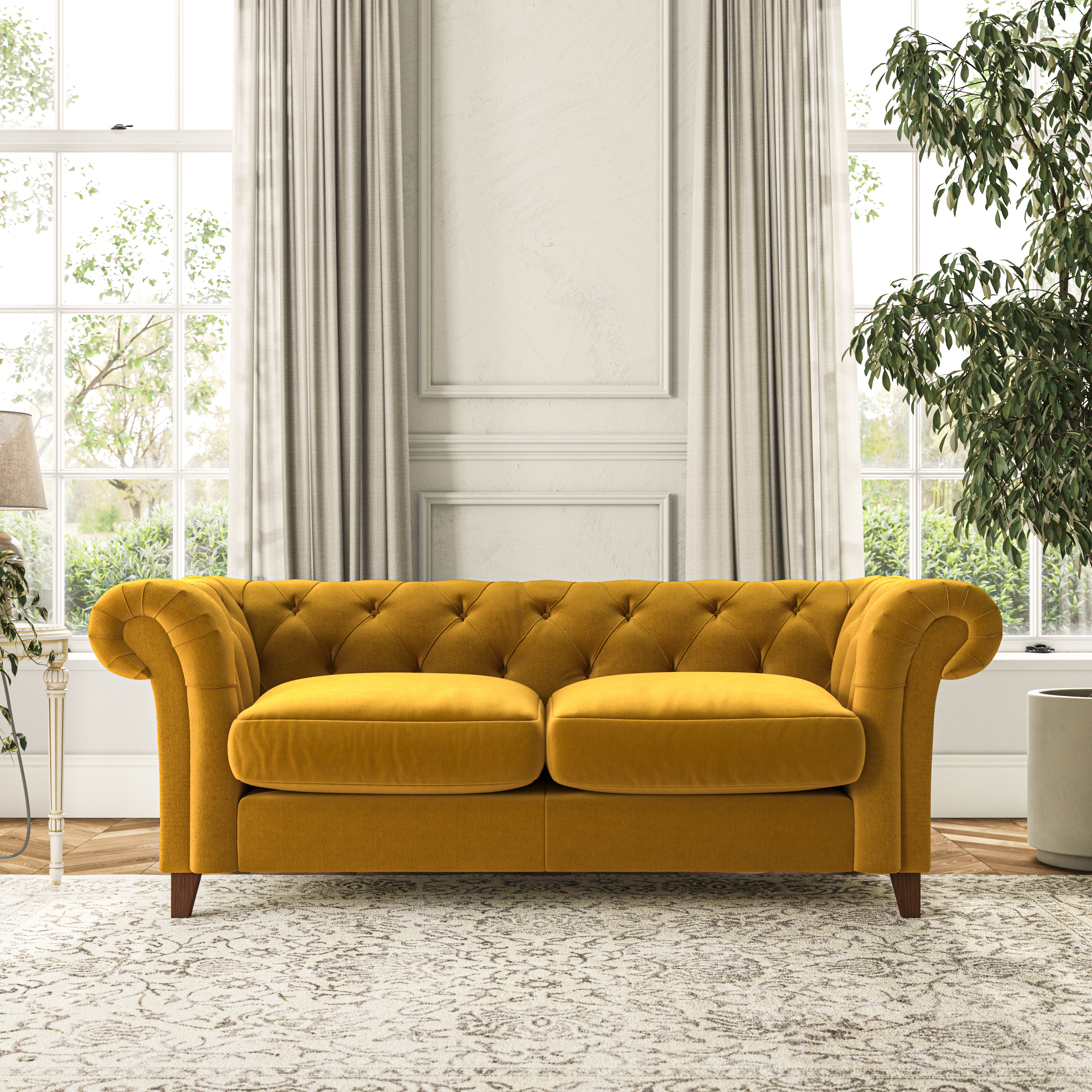 Pimlico 3 Seater Sofa House Velvet Amber Gold