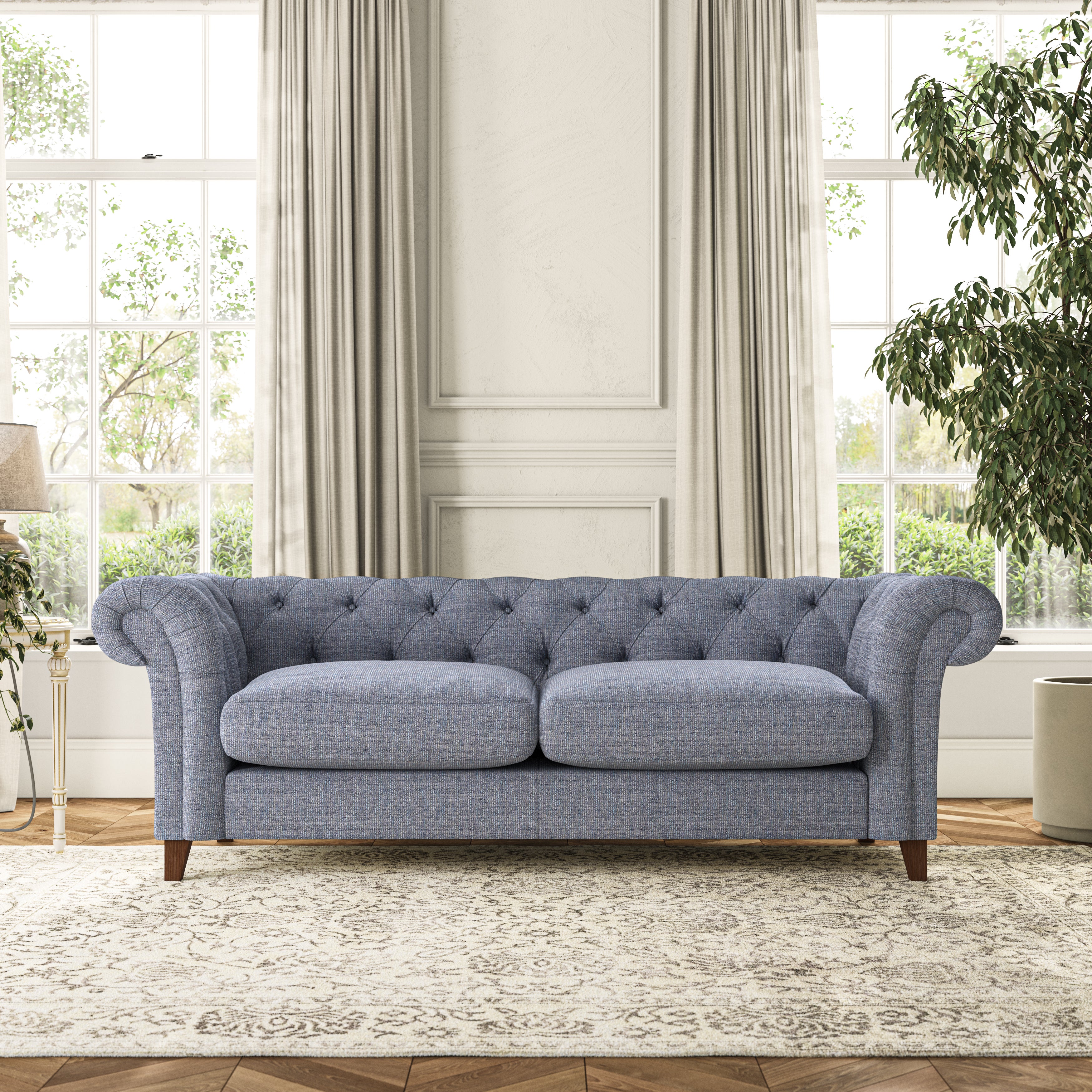 Pimlico Large 3 Seater Sofa Chunky Tonal Weave Navy