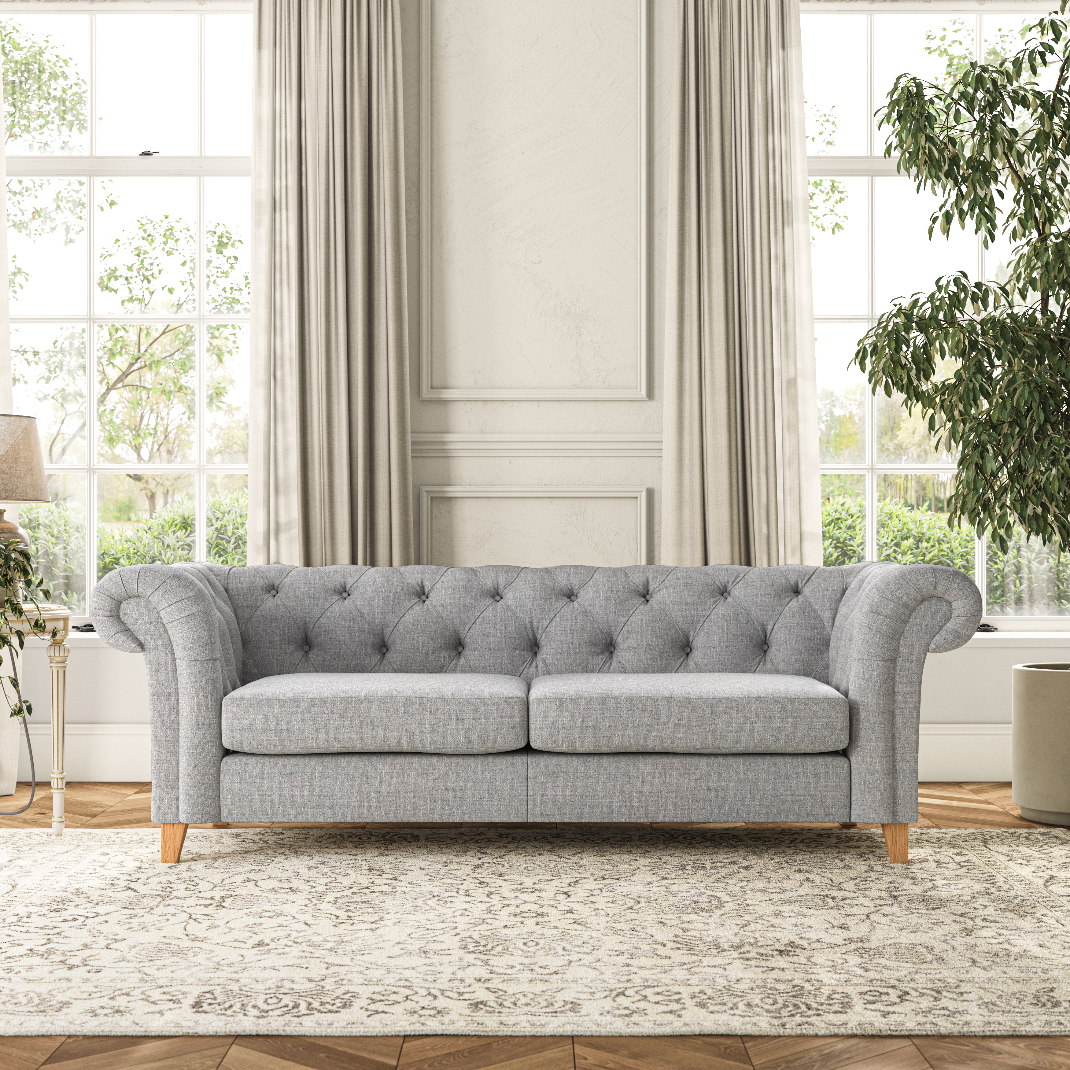 Pimlico Large 3 Seater Sofa Chunky Tonal Weave Silver