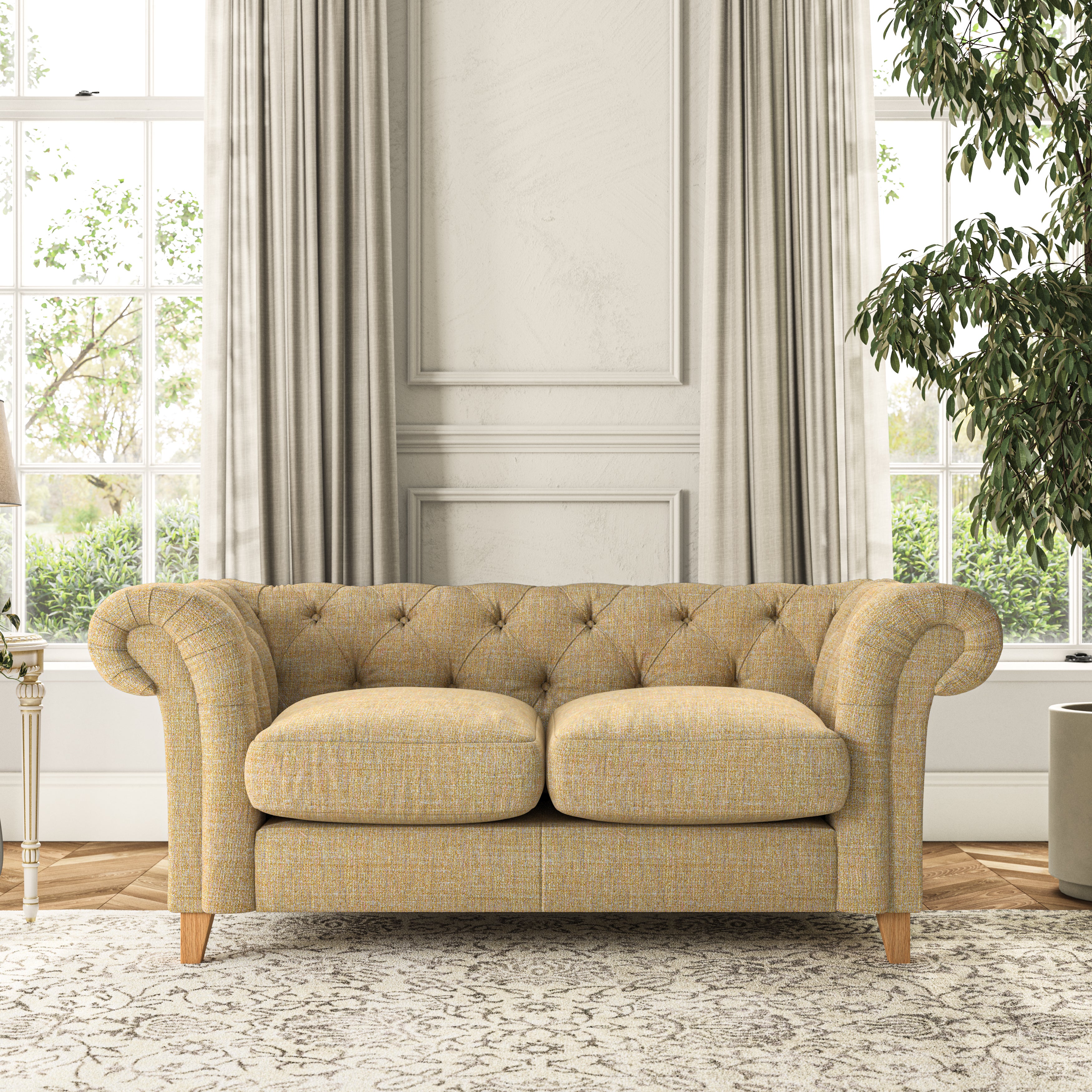 Pimlico Large 2 Seater Sofa Chunky Tonal Weave Ochre