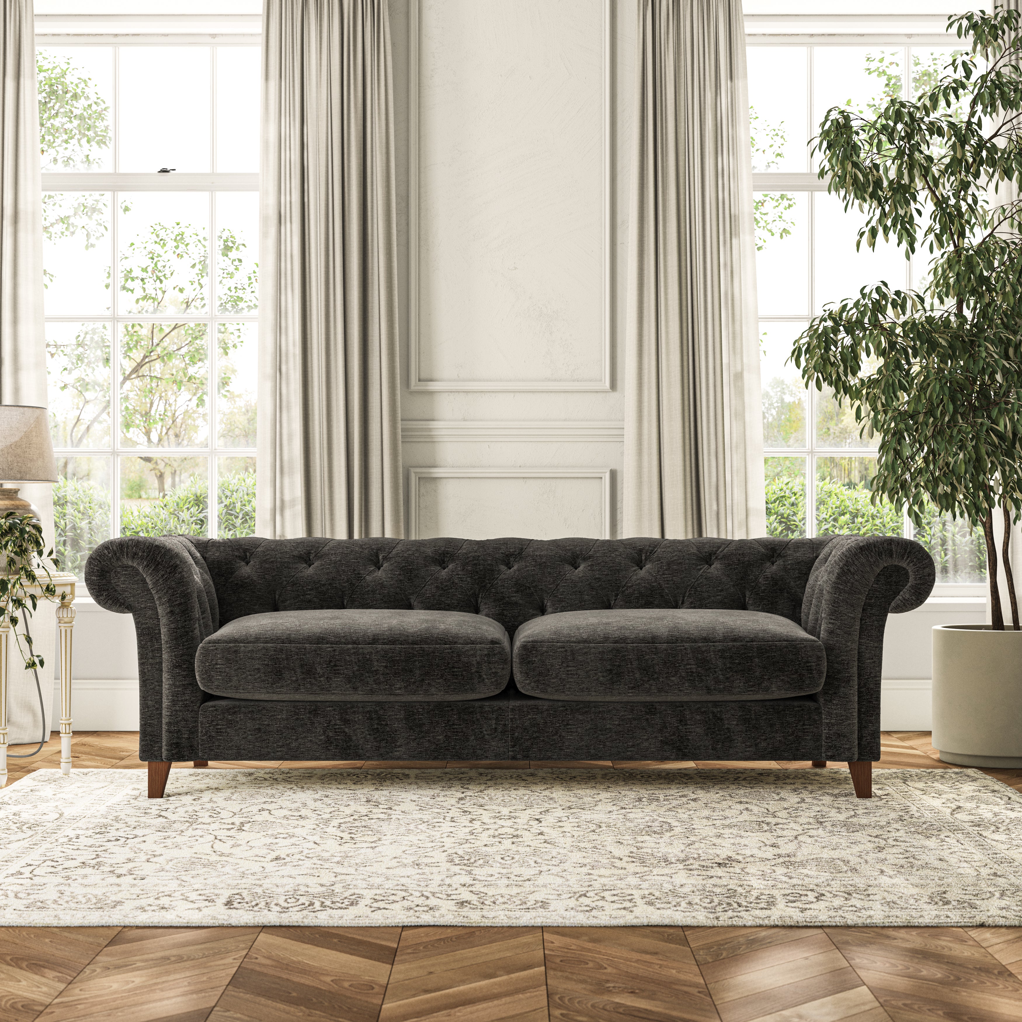 Pimlico 4 Seater Sofa Luxury Chenille Charcoal