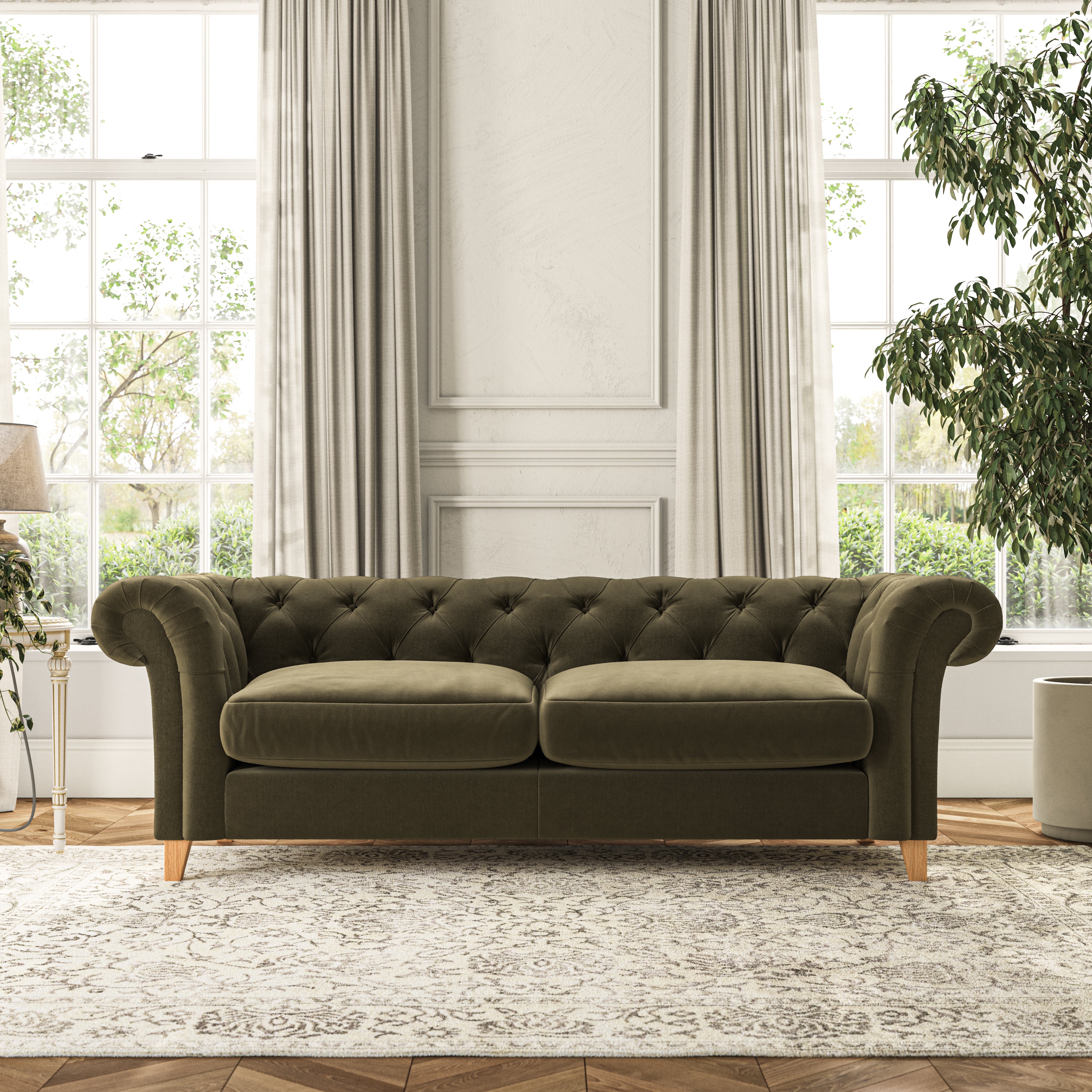 Pimlico Large 3 Seater Sofa House Velvet Olive