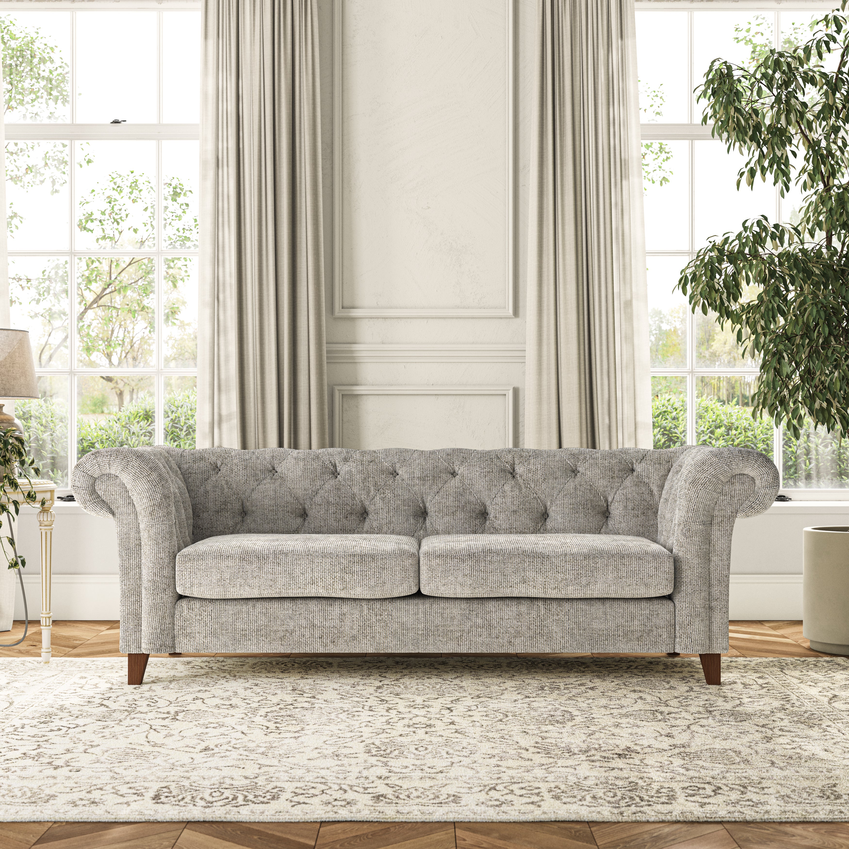 Pimlico Large 3 Seater Sofa Chunky Chenille Silver