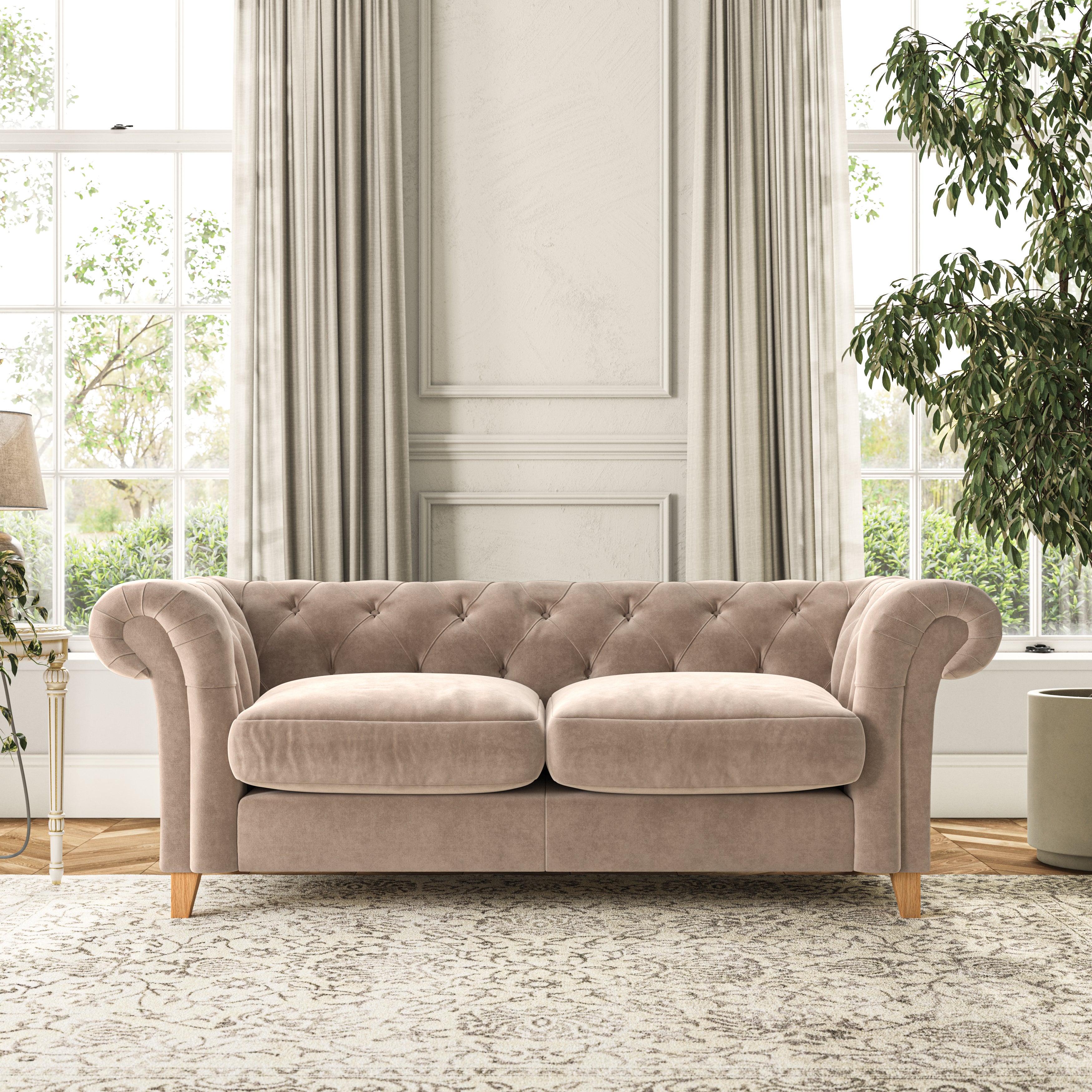 Pimlico 3 Seater Sofa Luxury Velvet Natural