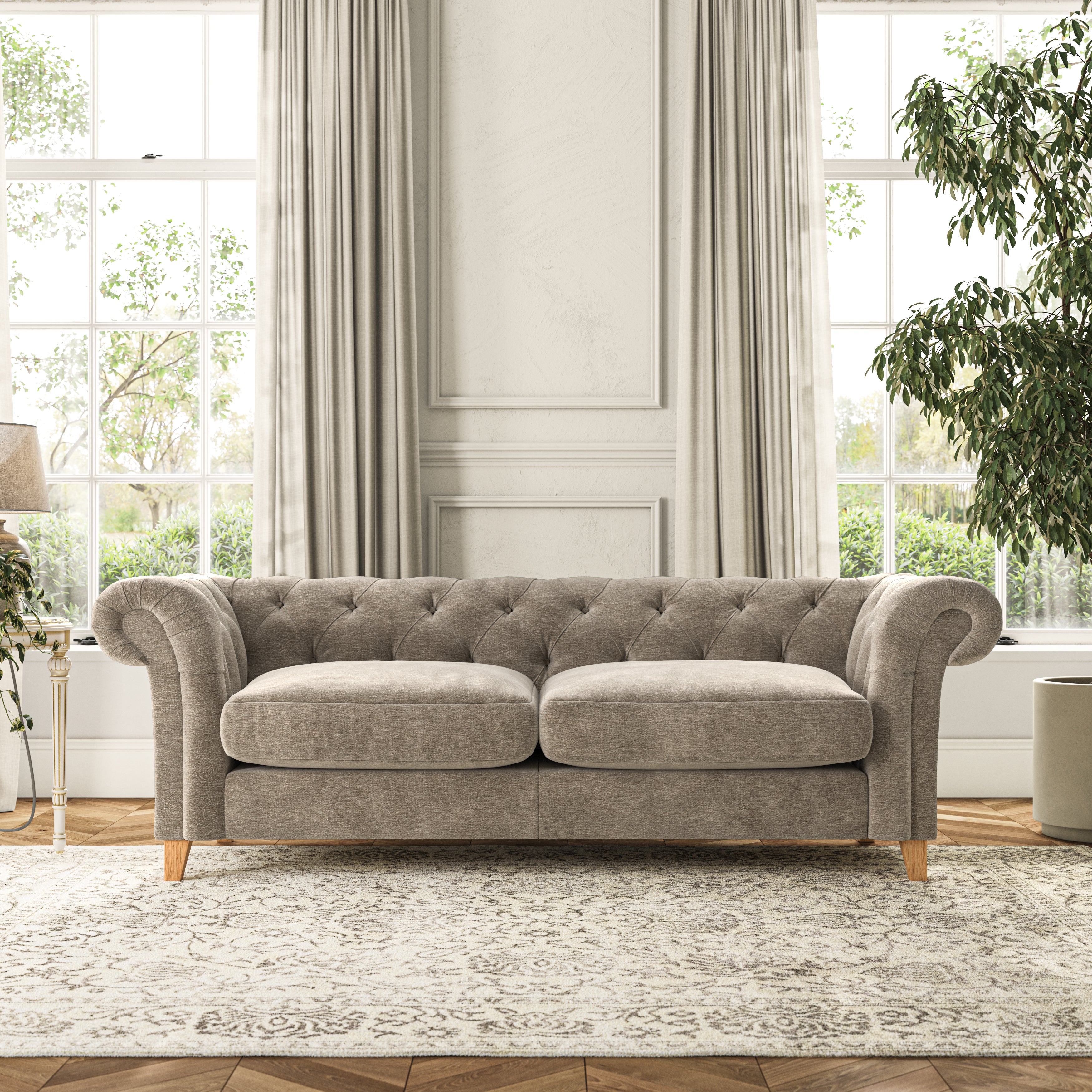 Pimlico Large 3 Seater Sofa Luxury Chenille Mushroom