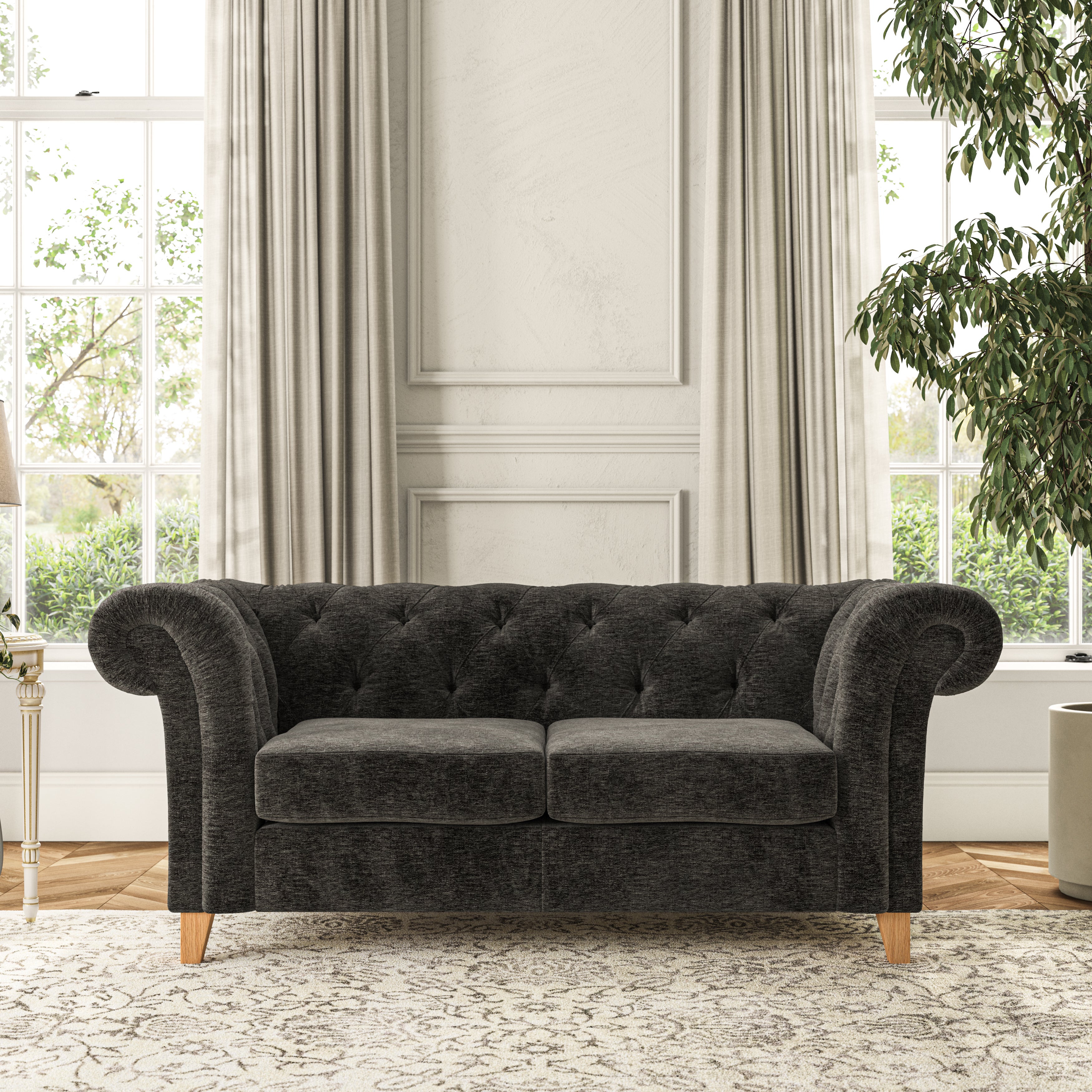 Pimlico Large 2 Seater Sofa Luxury Chenille Charcoal