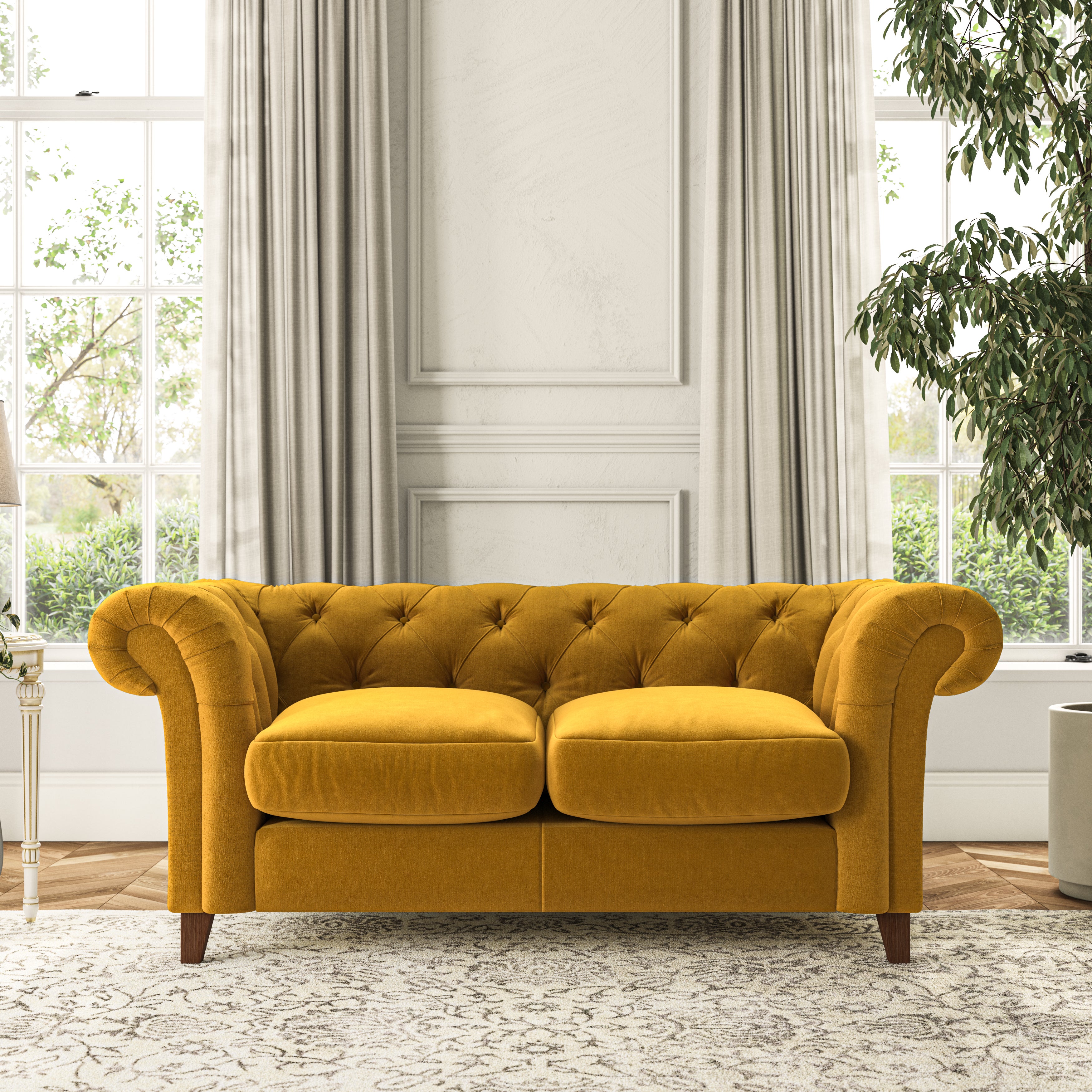 Pimlico Large 2 Seater Sofa House Velvet Amber Gold