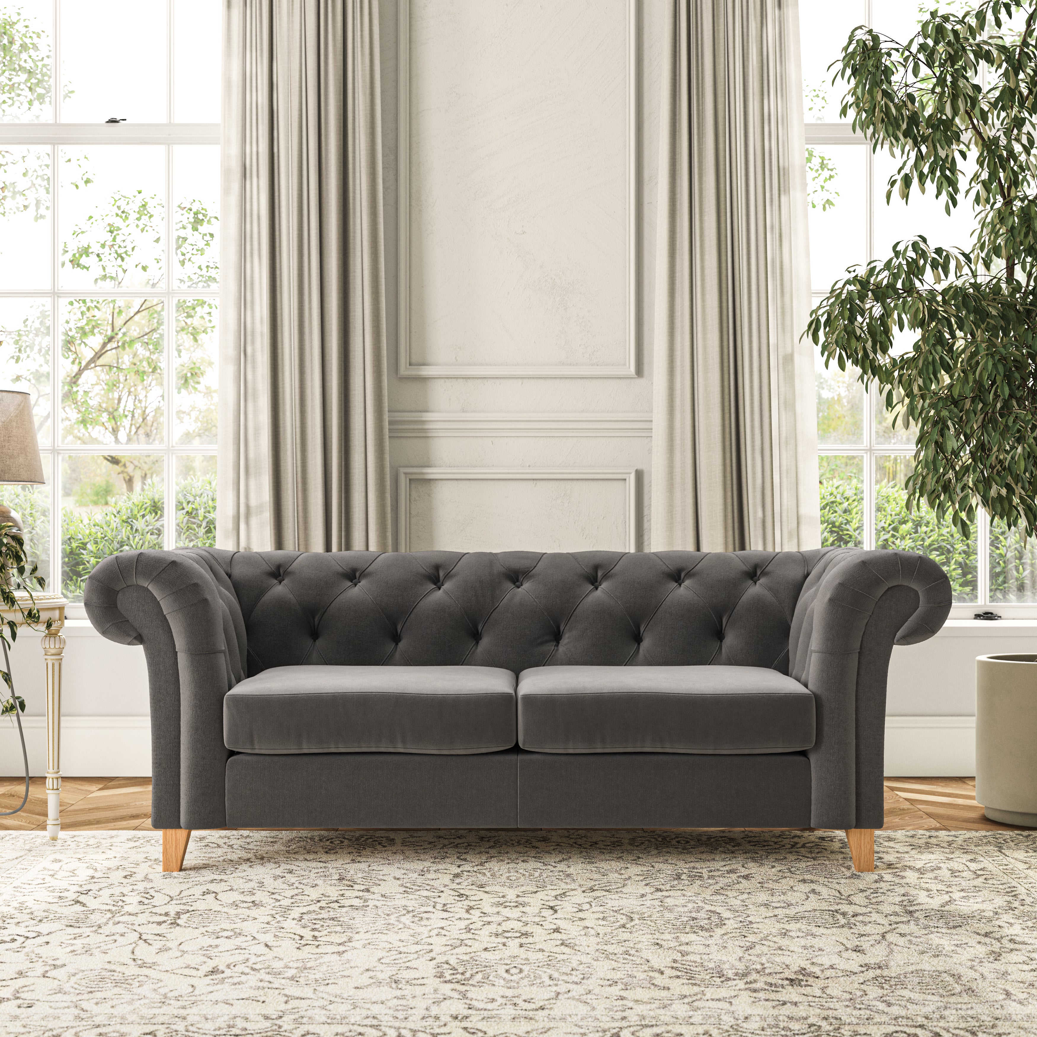 Pimlico 3 Seater Sofa House Velvet Charcoal