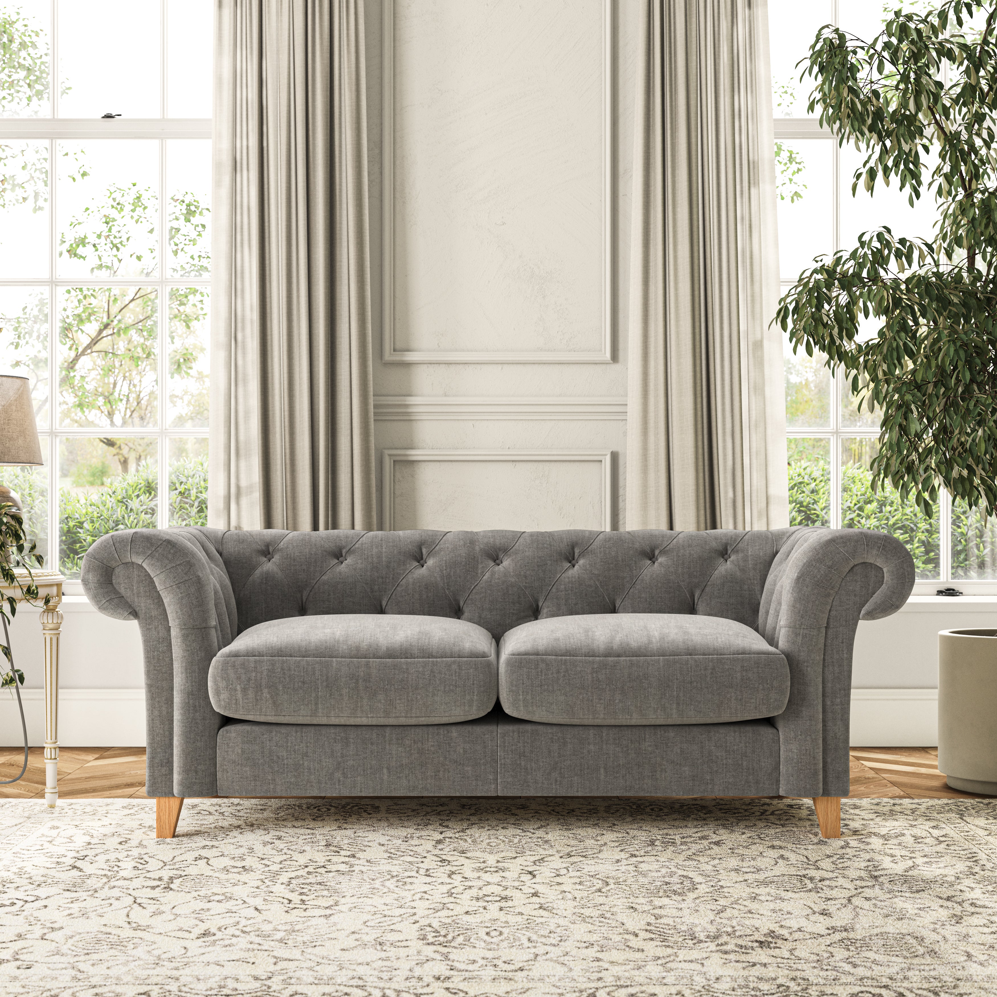 Pimlico 3 Seater Sofa Tonal Plush Chenille Grey