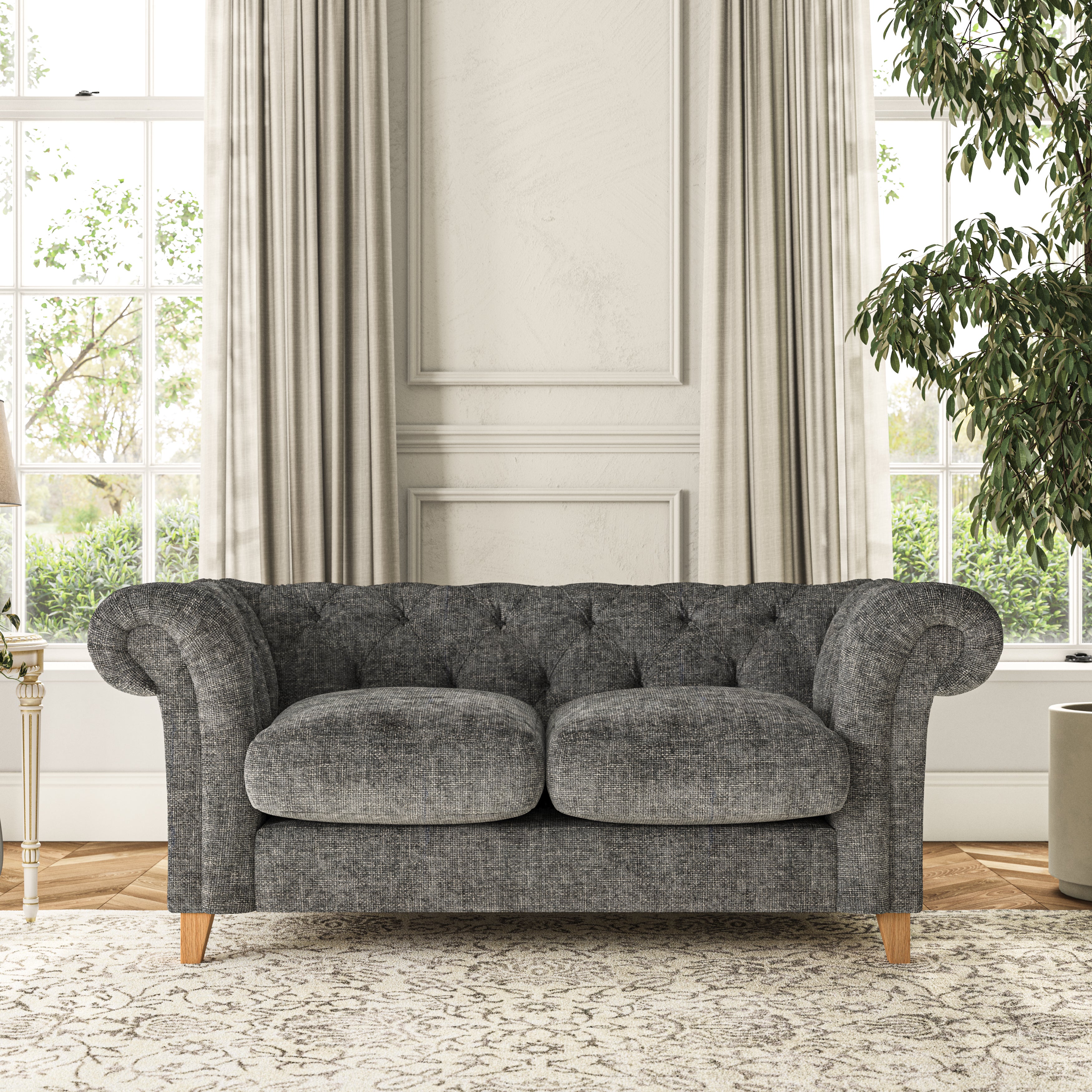 Pimlico Large 2 Seater Sofa Chunky Chenille Charcoal