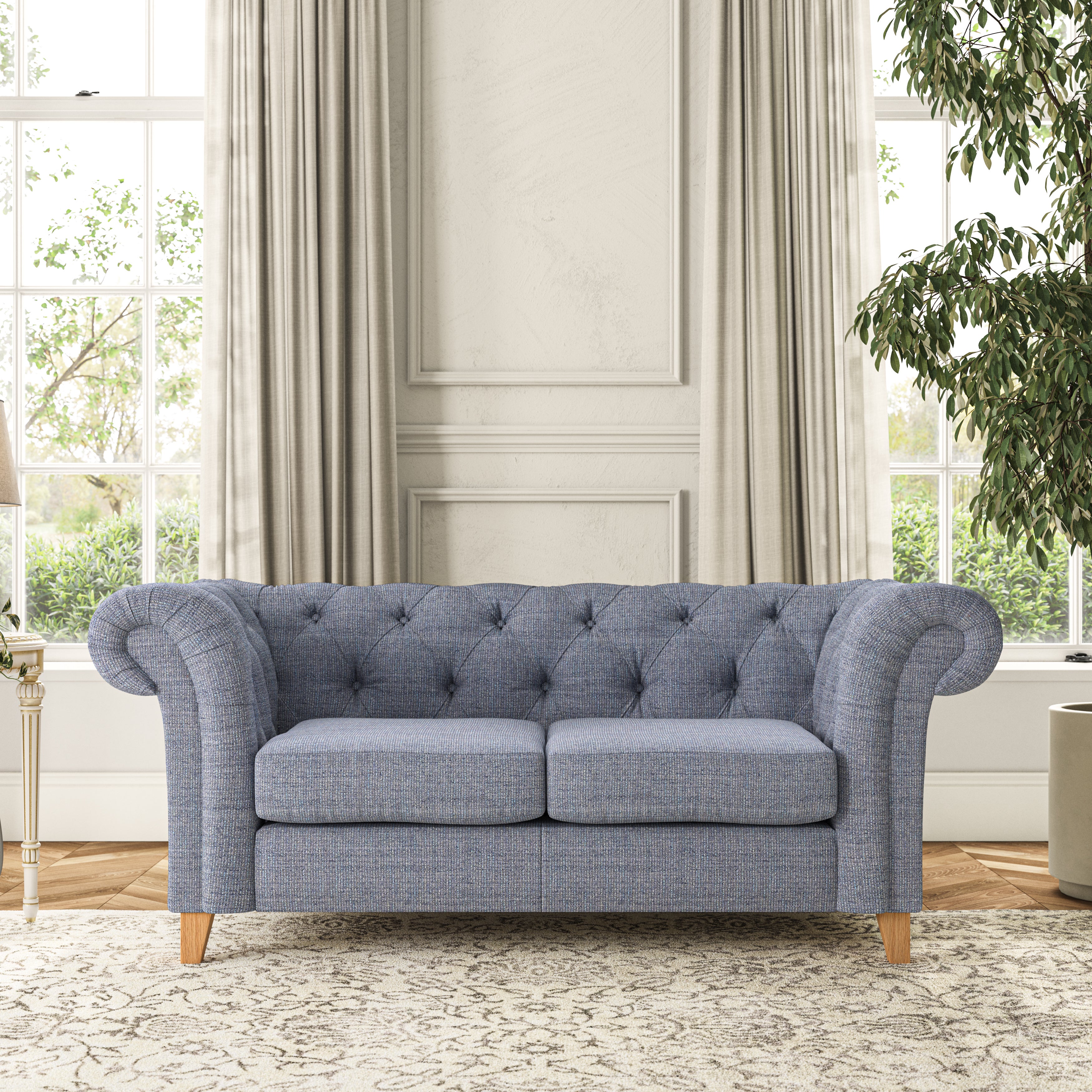 Pimlico Large 2 Seater Sofa Chunky Tonal Weave Navy