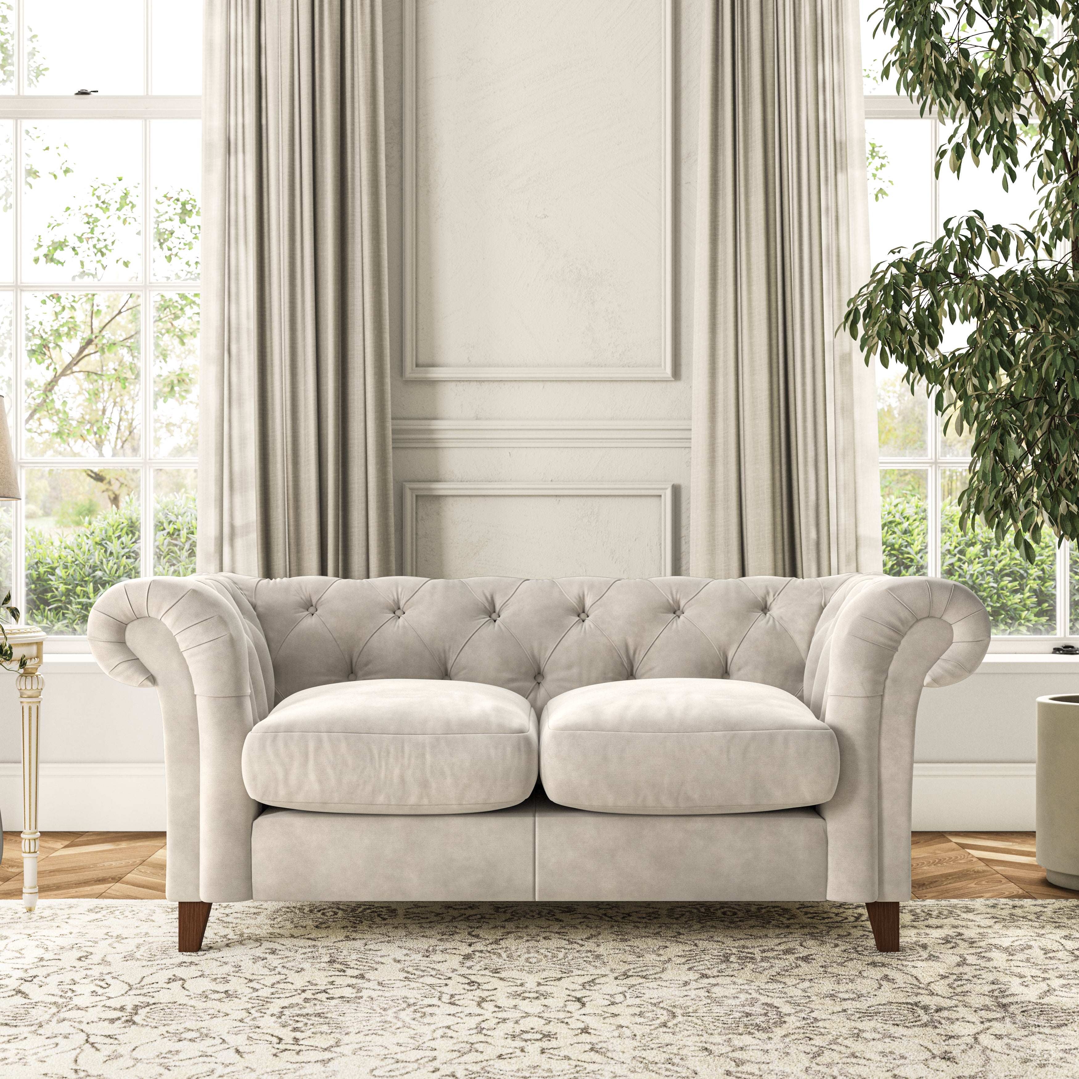 Pimlico Large 2 Seater Sofa Aqua Clean Chenille Sandstone