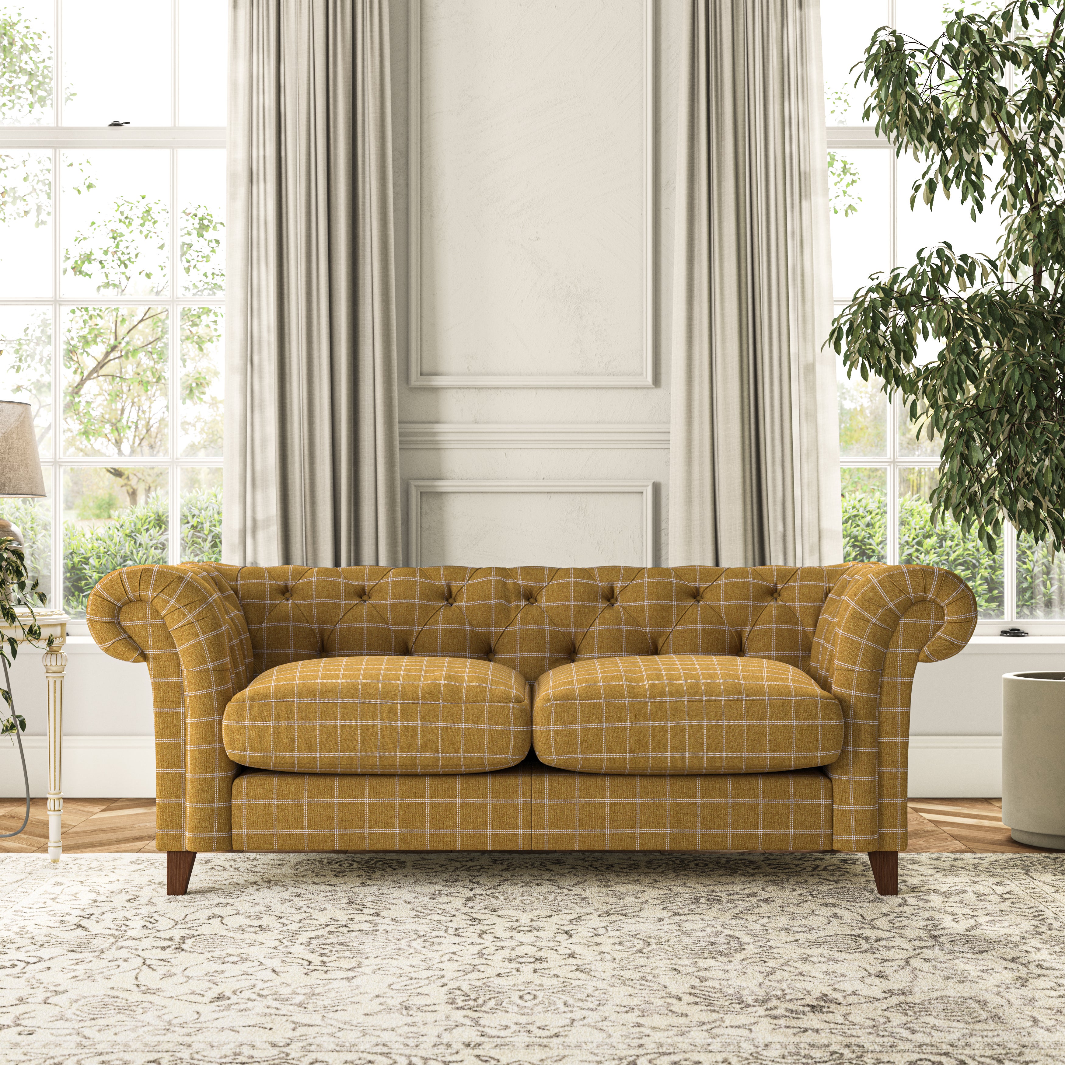 Pimlico 3 Seater Sofa Check Ochre