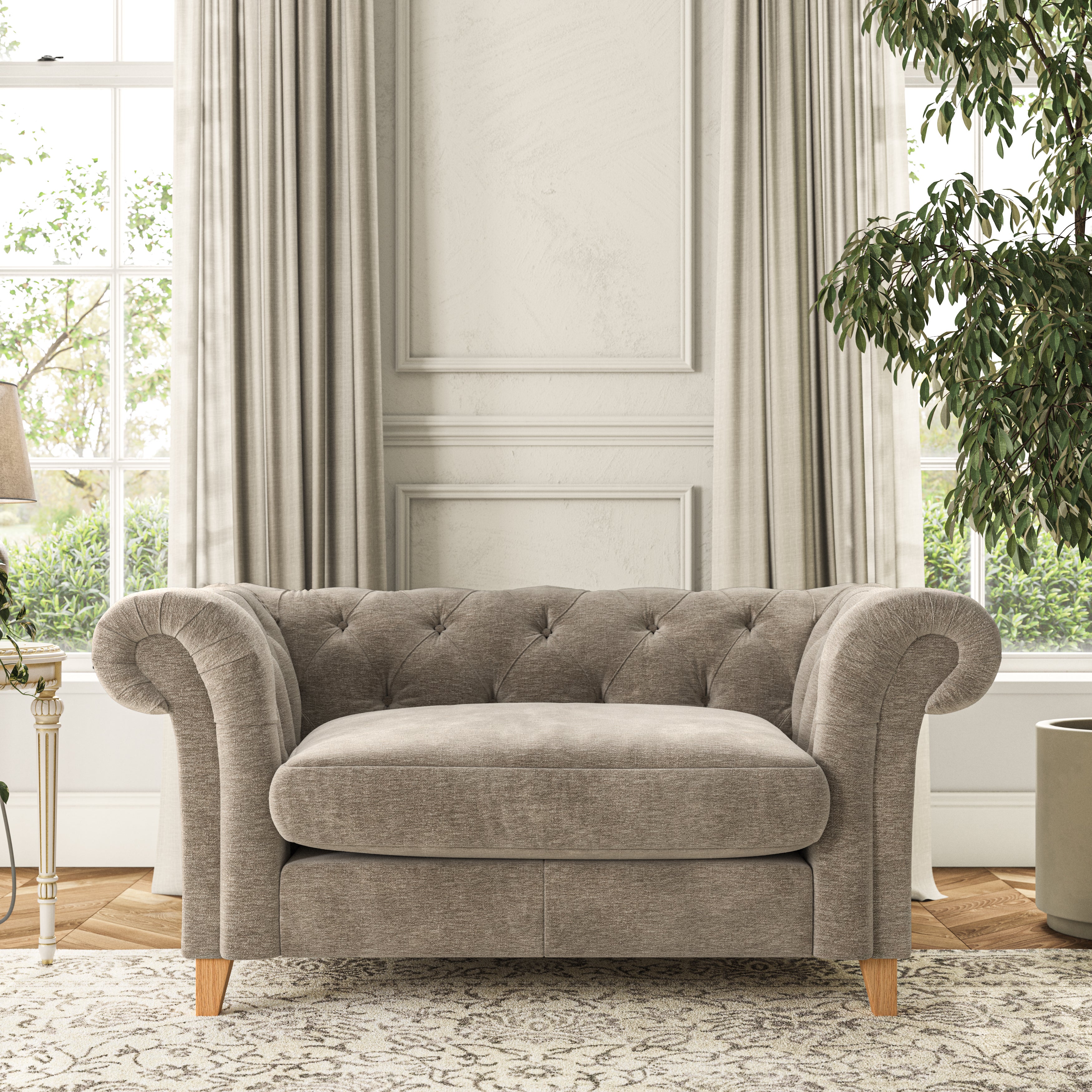 Pimlico Snuggle Chair Luxury Chenille Mushroom