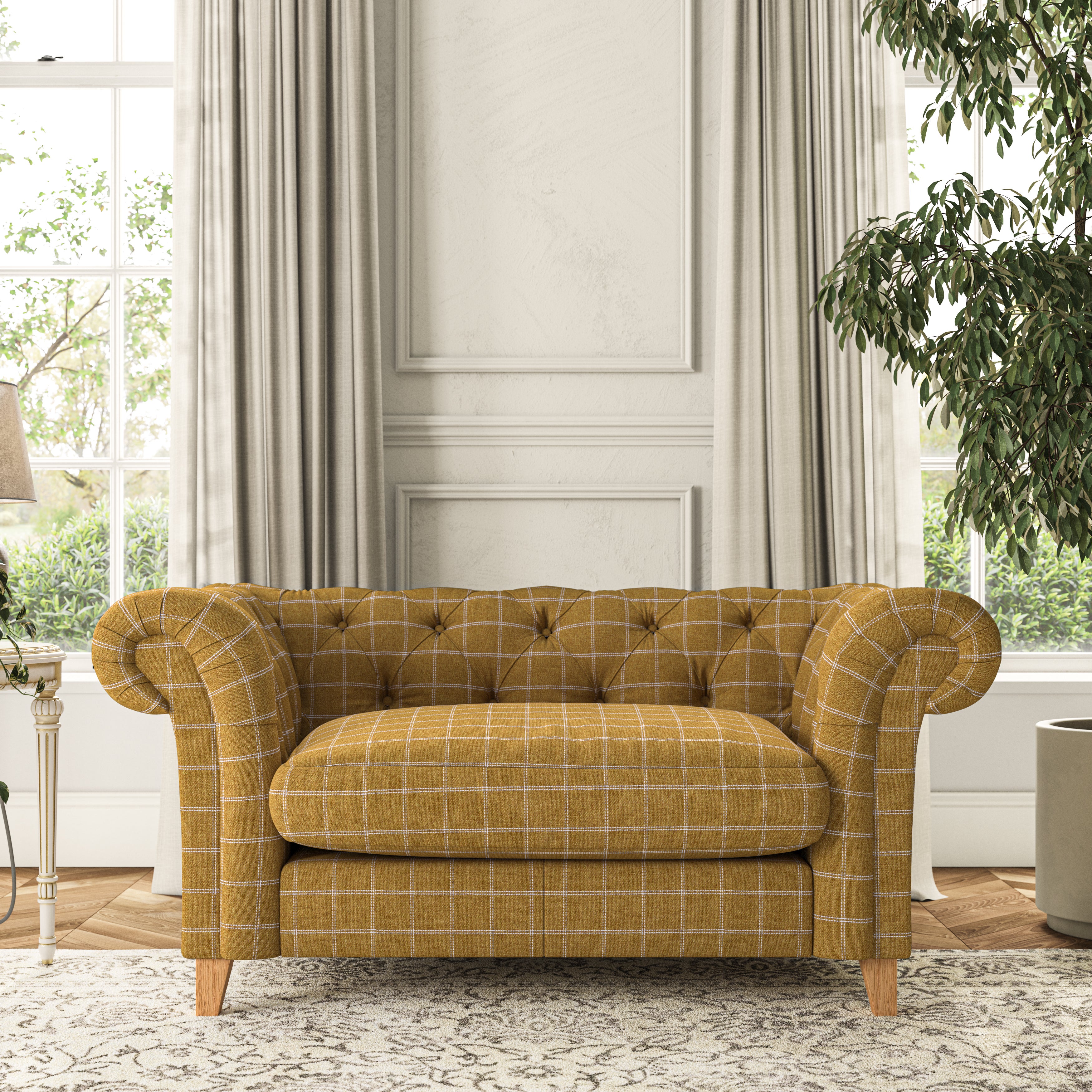 Pimlico Snuggle Chair Check Ochre