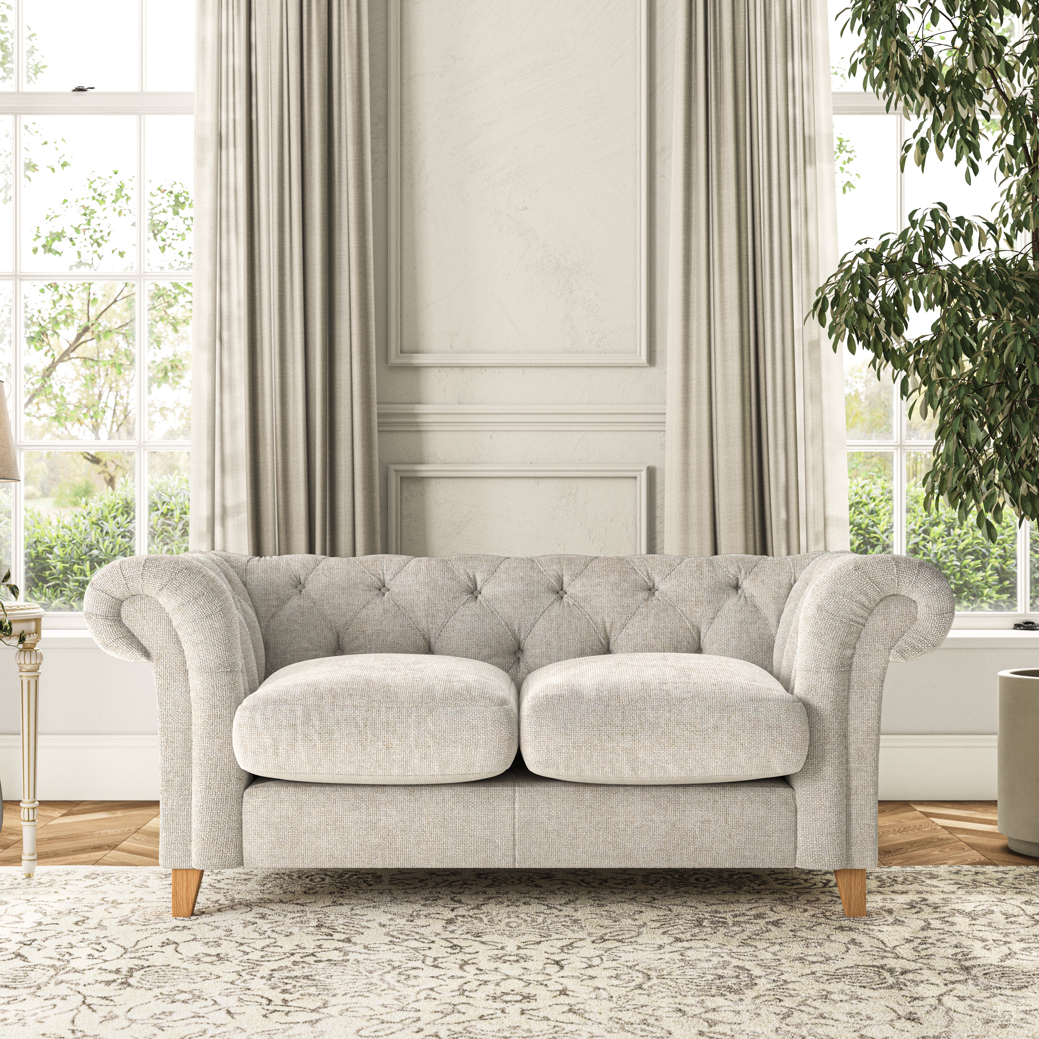 Pimlico Large 2 Seater Sofa Chunky Chenille White Sand